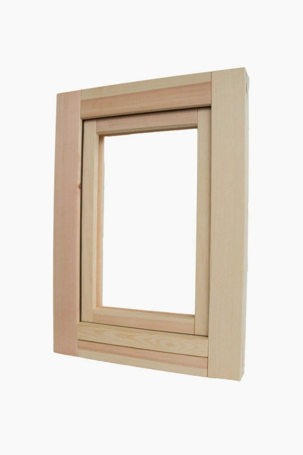 Finestra In Legno - CM L 60 x 60 H Battente - Trattata con Impregnante Preservante Naturale - Legno Lamellare - Doppio Vetro - Maniglia