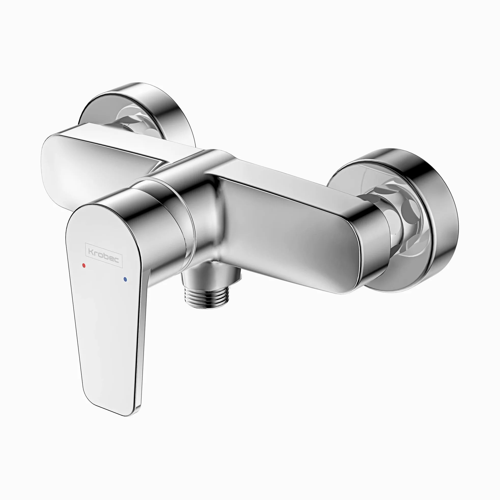 Krobec Rubinetto da doccia a parete, miscelatore monocomando per doccia, montaggio a parete, miscelatore per doccia, batteria per doccia con una sola mano, ottone, inserto valvola in ceramica (cromato