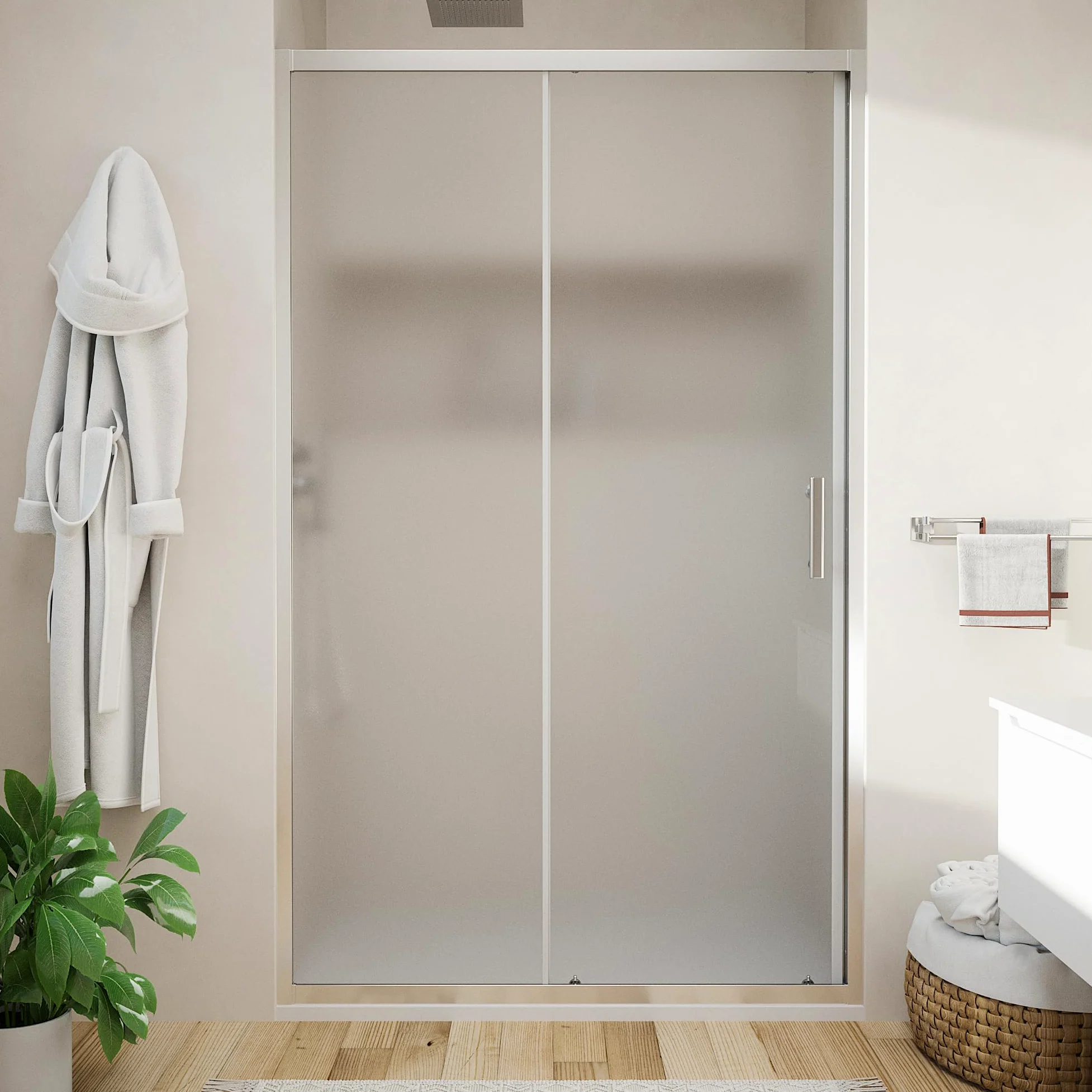 Box Doccia Nicchia 120cm Apertura Scorrevole Vetro Temperato Opaco 6mm Trattamento Anticalcalcare Maniglia in Acciaio Inox 304 h190cm mod. Tenerife