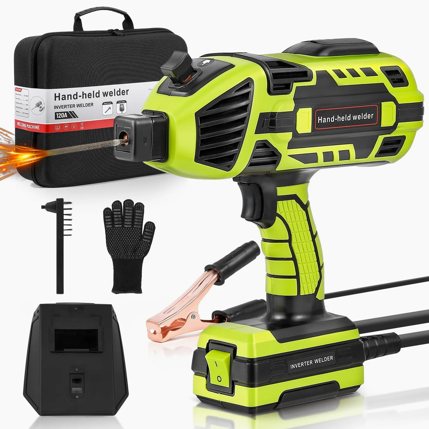 Bonvoisin Saldatrice Elettrica Portatile 220V, 20-120A con Invertitore IGBT, 6 Regolazione di Corrente Variabile, 3/32"-1/8" (2,5-3,2mm) Barre Saldatrici, per Bastone in Piedi in Metallo (EU)