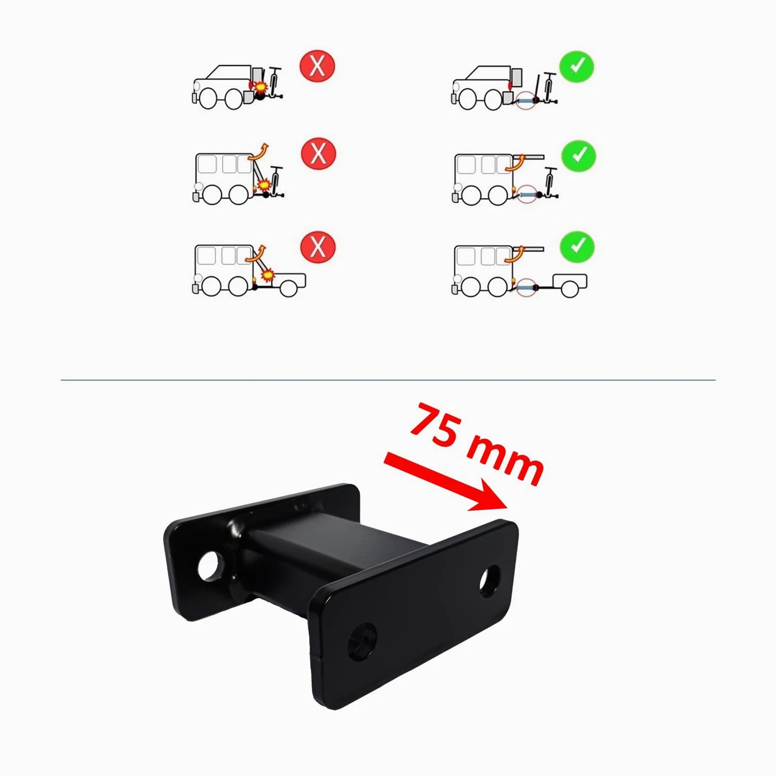 Prolunga per gancio a testa sferica AHK per sfera a 2 fori con distanza tra i fori (100 mm)