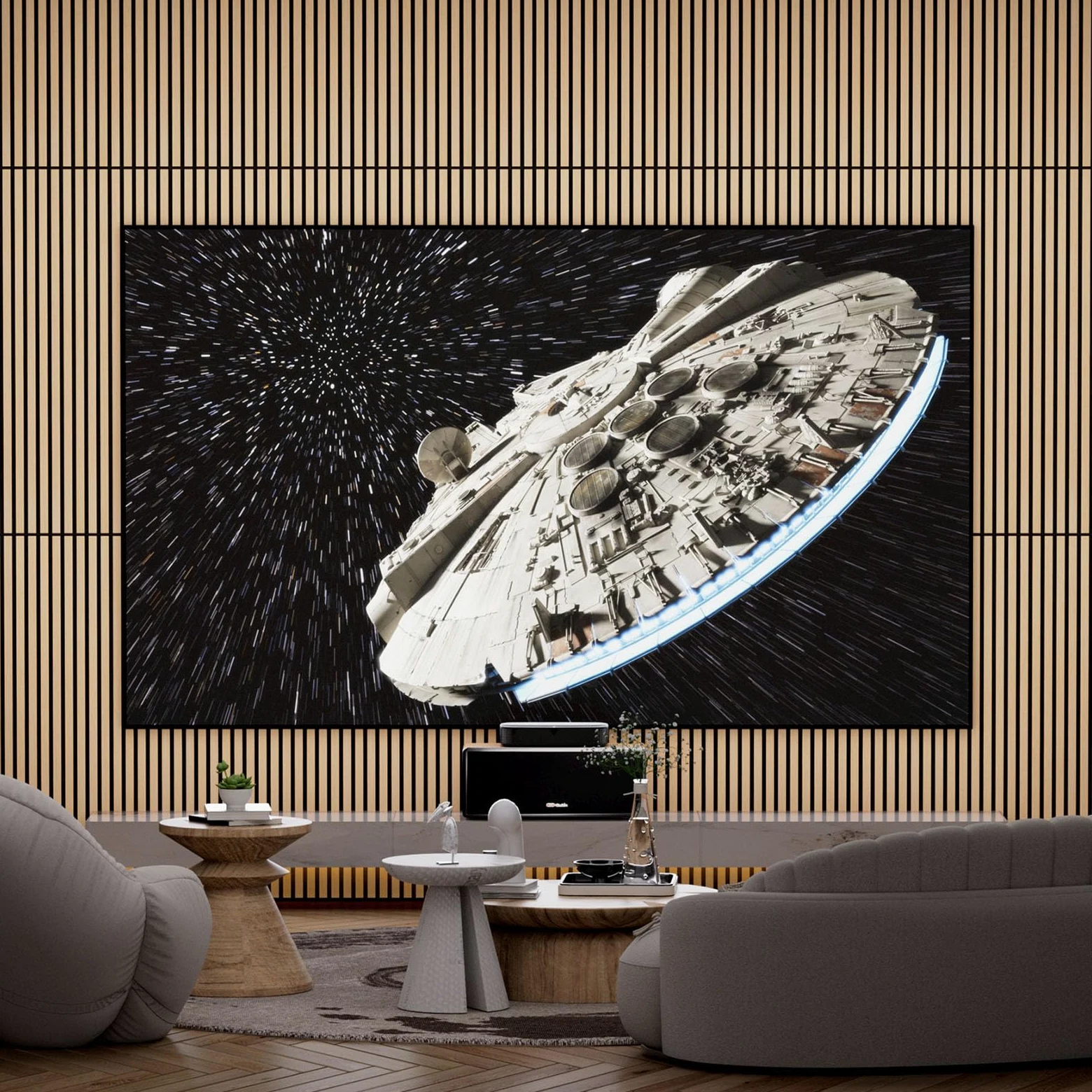 TONOR set di 4 Pannelli Fonoassorbenti in Legno Impiallacciato, 120x60x1,9 cm, Piastrella da Parete Autoadesiva, Pannello Acustico Decorativo 3D, Pannelli Acustici per Soggiorno, Ufficio, Quercia