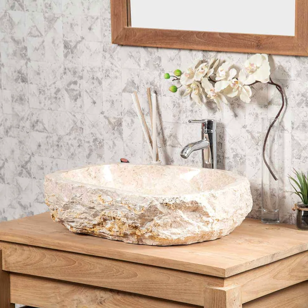 Grande lavabo in marmo Crema 45 – 55 cm