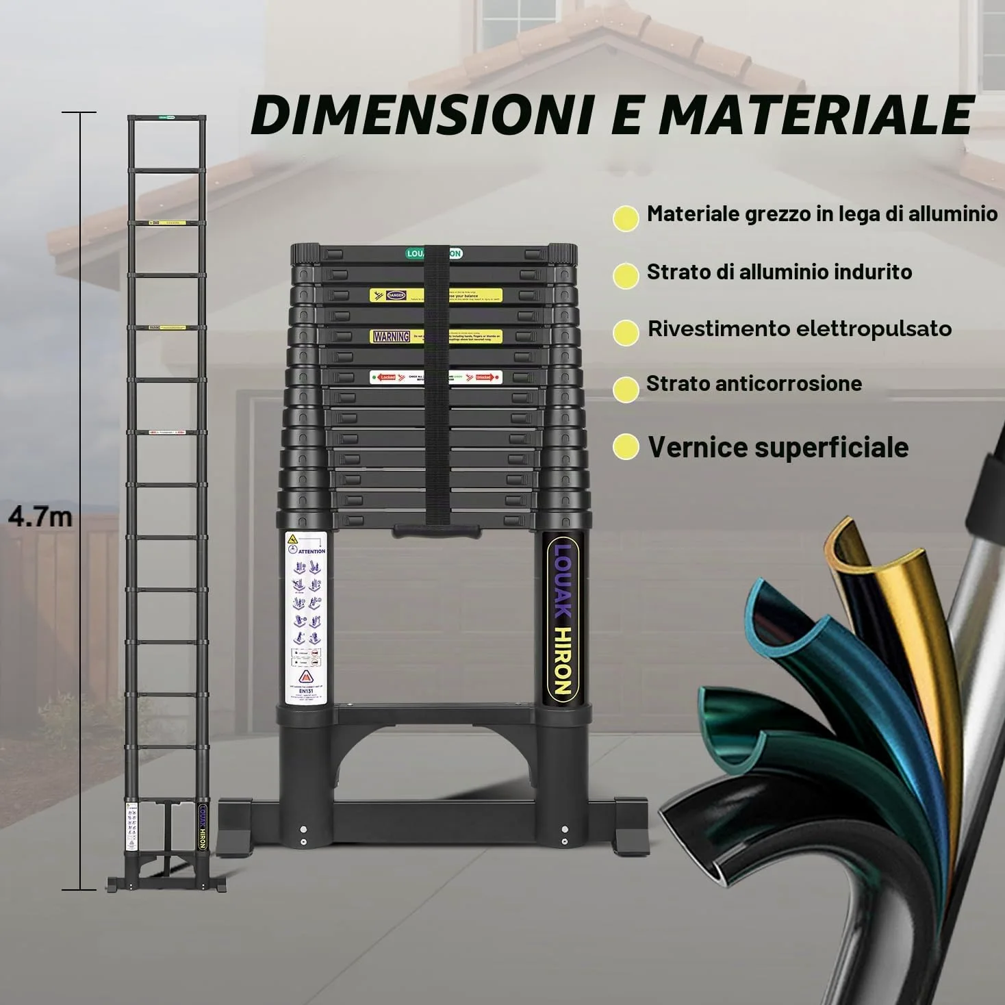 Scala telescopica in alluminio 4,4M allungabile pieghevole antiscivolo in alluminio di alta qualità scala multiuso