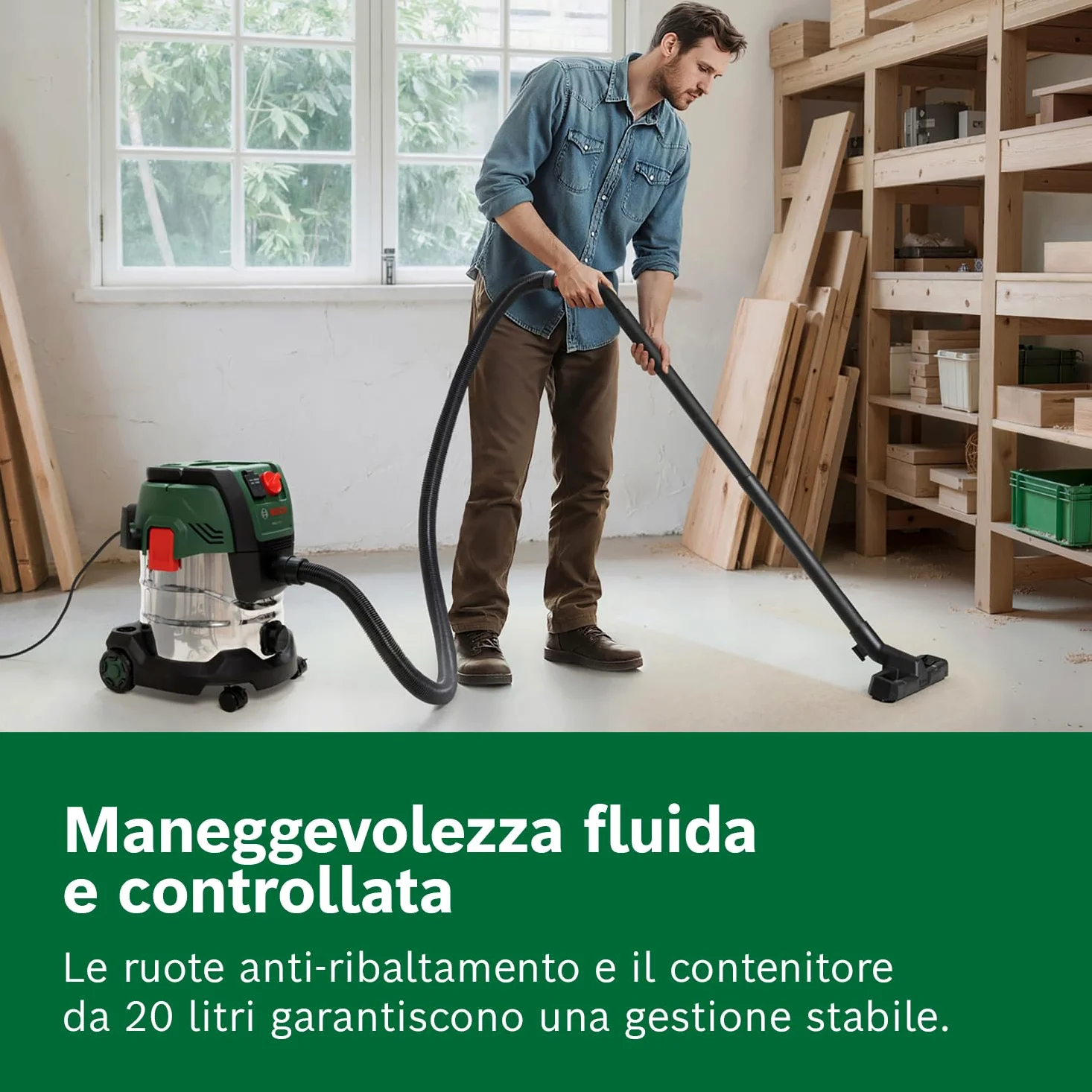 Bosch Aspirapolvere a filo PAS20-220P (Tubi di prolunga, tubo di aspirazione 2,2 m, tubo a gomito/impugnatura, bocchette, borsa in tessuto (Uni), filtro plissettato piatto, UniversalAdapter)