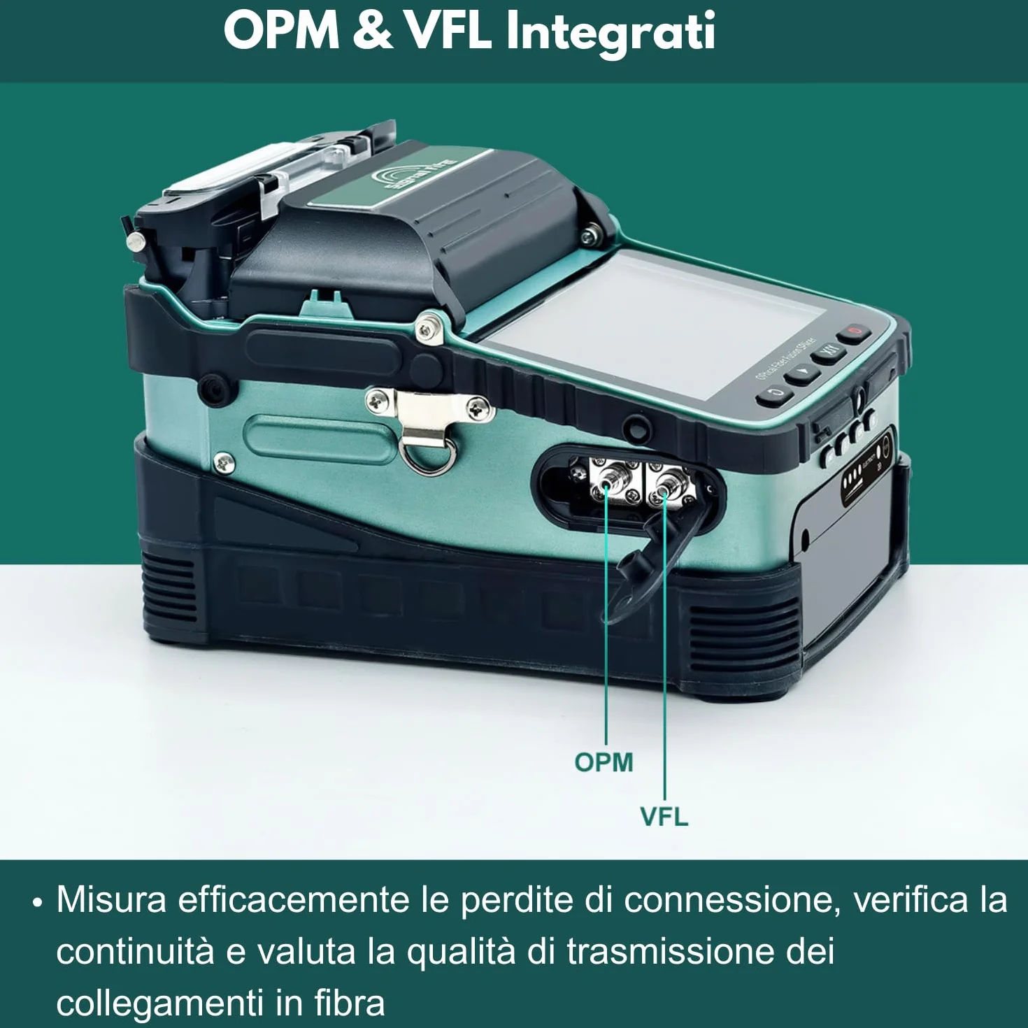 Nuovo Modello AI-6A+ Saldatrice per Fibra Ottica con OPM e VFL Integrati, Kit Giuntatrice Fibra Ottica Automatica a Allineamento del Nucleo con 6 Motori, 8s Fusione 18s Riscaldamento