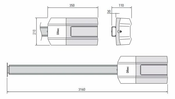 Motore Sezionale DITEC ENTREMATIC GD600 con guida di 3 metri