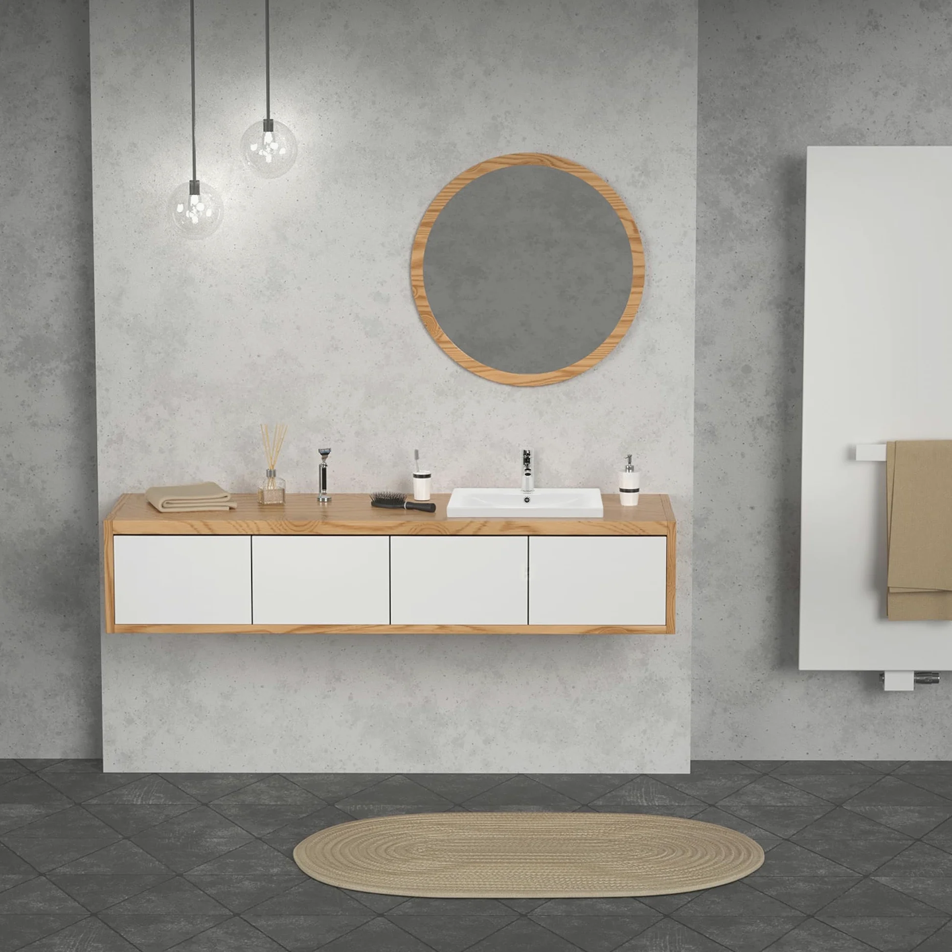 ML-Design Lavabo in Ceramica Bianca 51x15,5x41,5 cm Lavandino da Incasso Quadrato Moderno Bacinella Lavamani per il Bagno e Toilette Lavello con Scarico Standard Foro per Rubinetto e Troppopieno