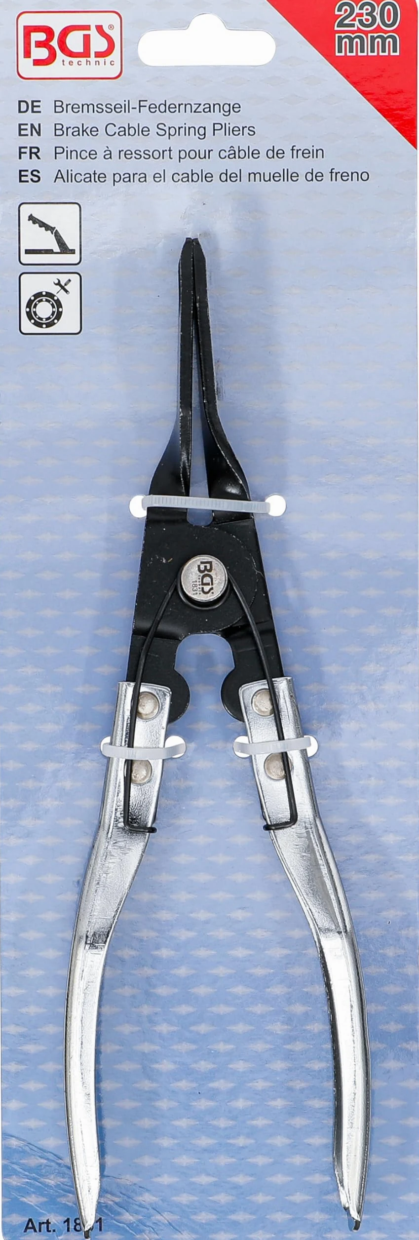 BGS 1831 | Pinza con molla per cavi freno | 230 mm