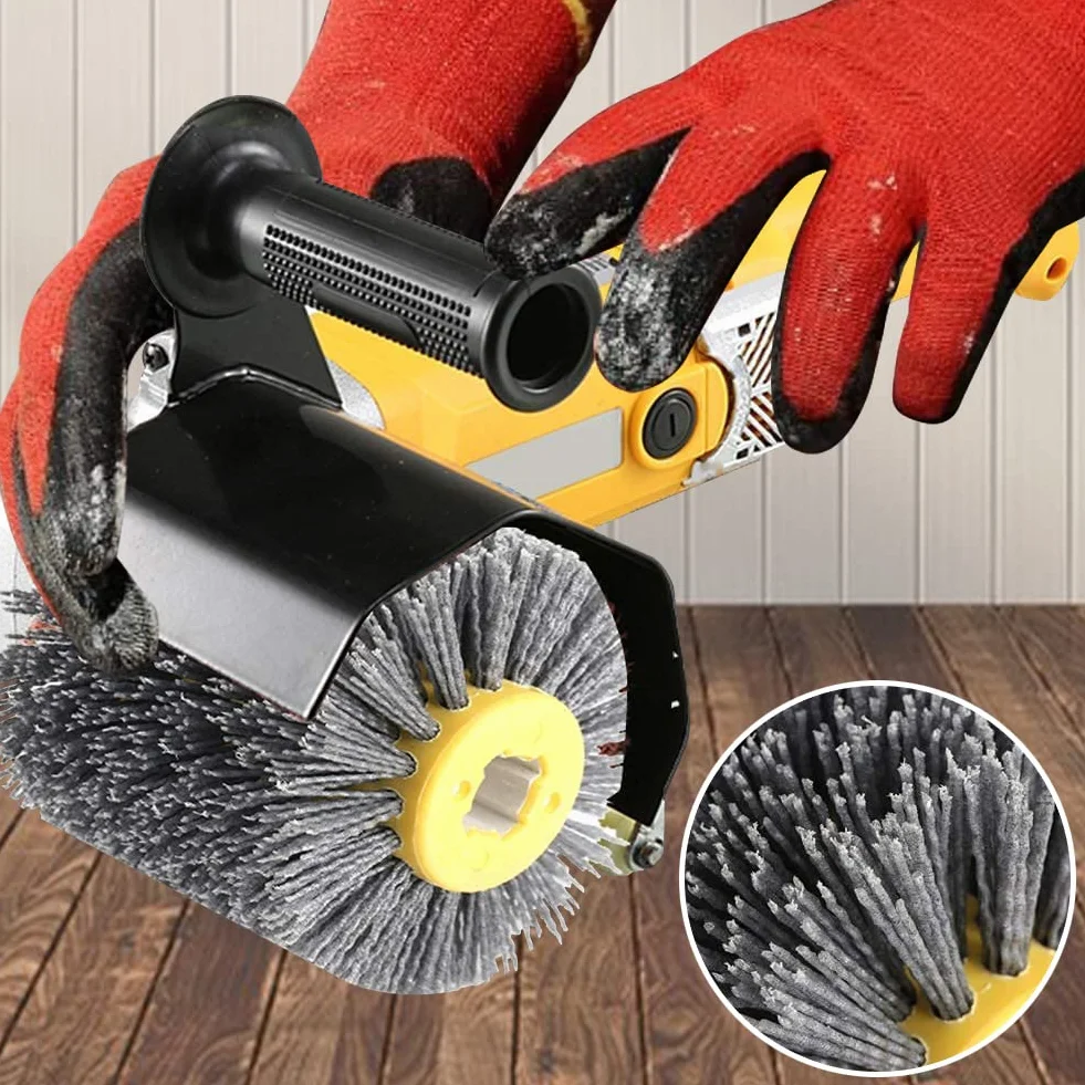 Abrasivi Wire,Drum Brush #60 Spazzola Brunishing Lucidatura de nylon mobili in Legno Brillante per Lucidatura Striping Disegno Grit(Grigio)