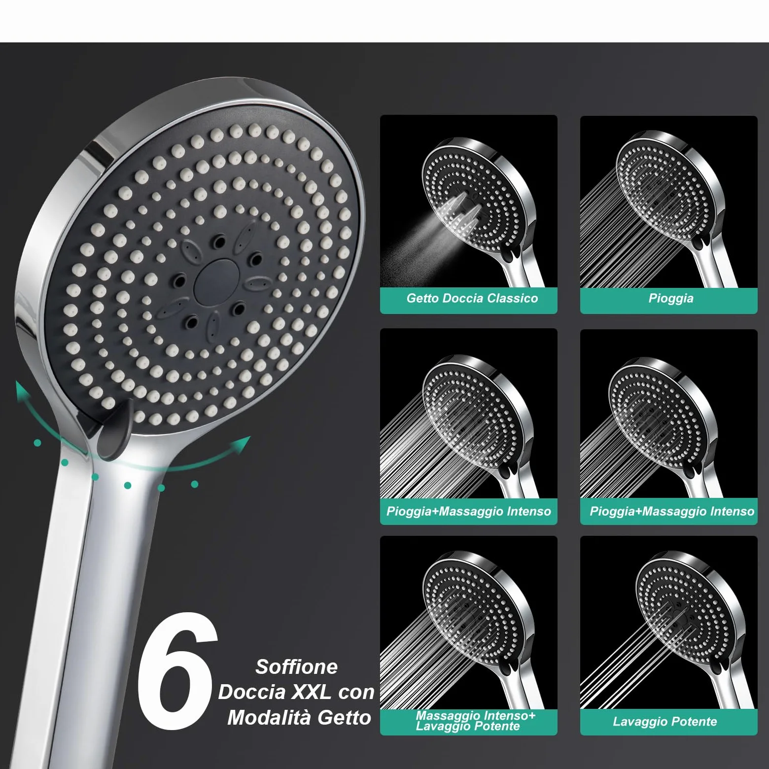 OFFO Colonna Doccia Senza Miscelatore, Asta Doccia Saliscendi con Soffione Rotonda 25x25cm e Doccetta 3 Getti, Asta Doccia Regolabile in Altezza 86-120cm, Tubo Acciaio Inox Antitorsione 1.6m, Cromo