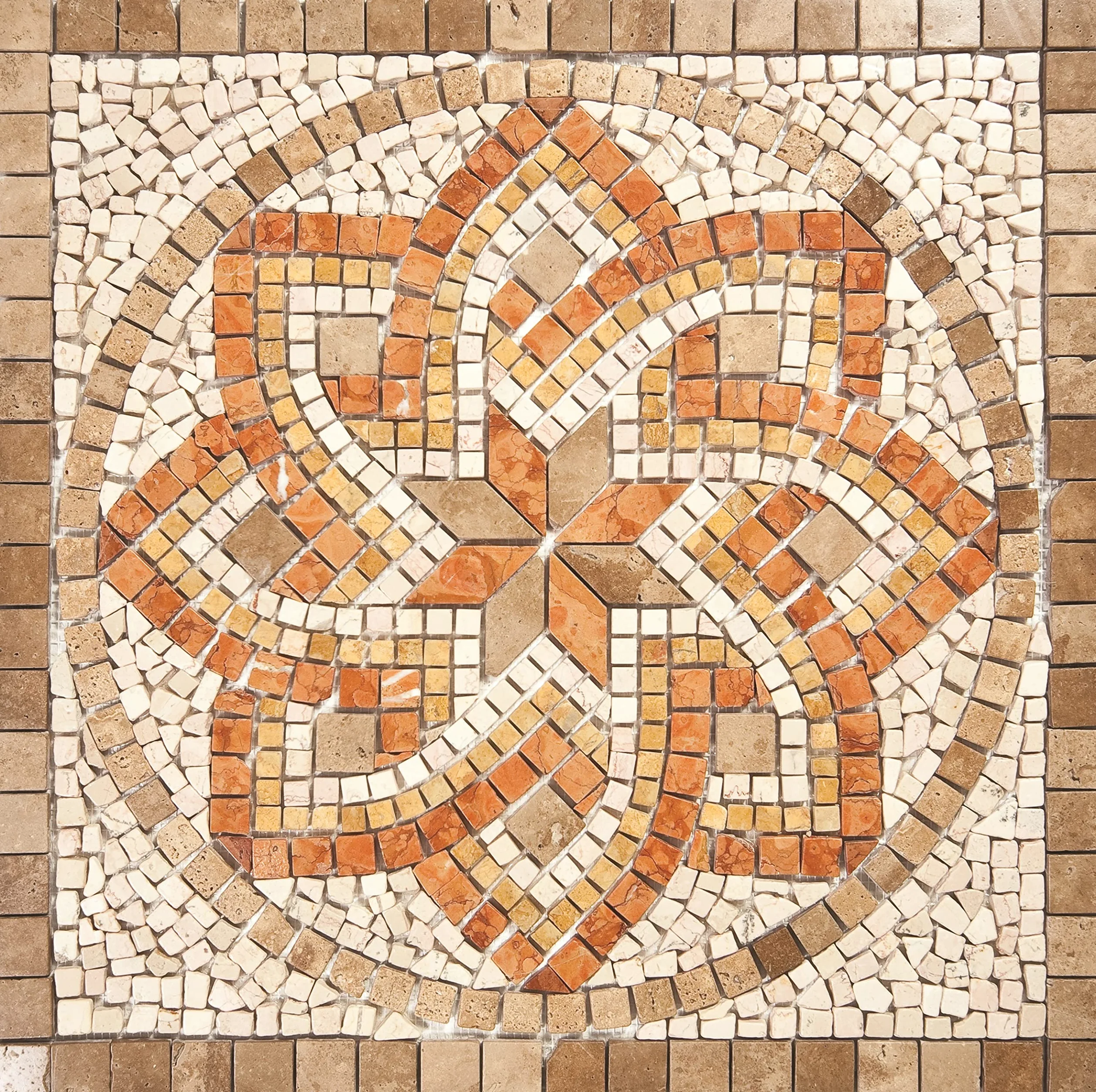 Rosone Rosoni Mosaico in marmo, per interno ed esterni, Positano noce, cm.66x66