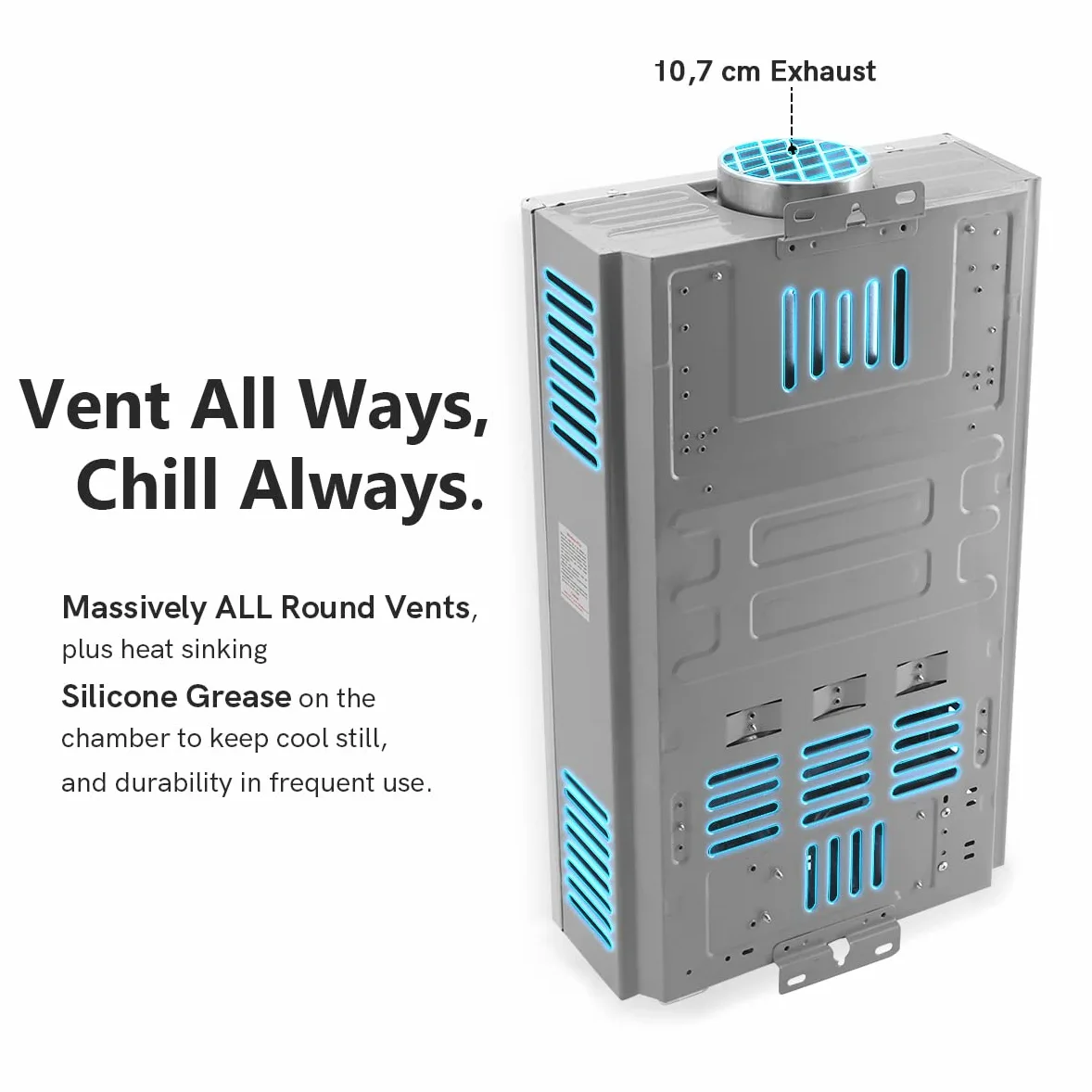 20LPM Scaldabagno Gas, 40KW Scaldabagno a Gas GPL con Pressione dell'Acqua Super Bassa di 0,1 bar Disponibile per Doccia e su Richiesta, Funzionamento a Propano Butano