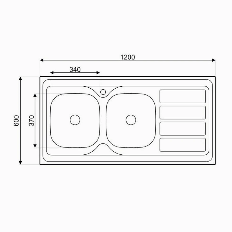 Lavello da appoggio SA46 due vasche con gocciolatoio destro 120x60cm inox, lavello cucina, lavandino cucina, acciaio inox 304, finitura satinato