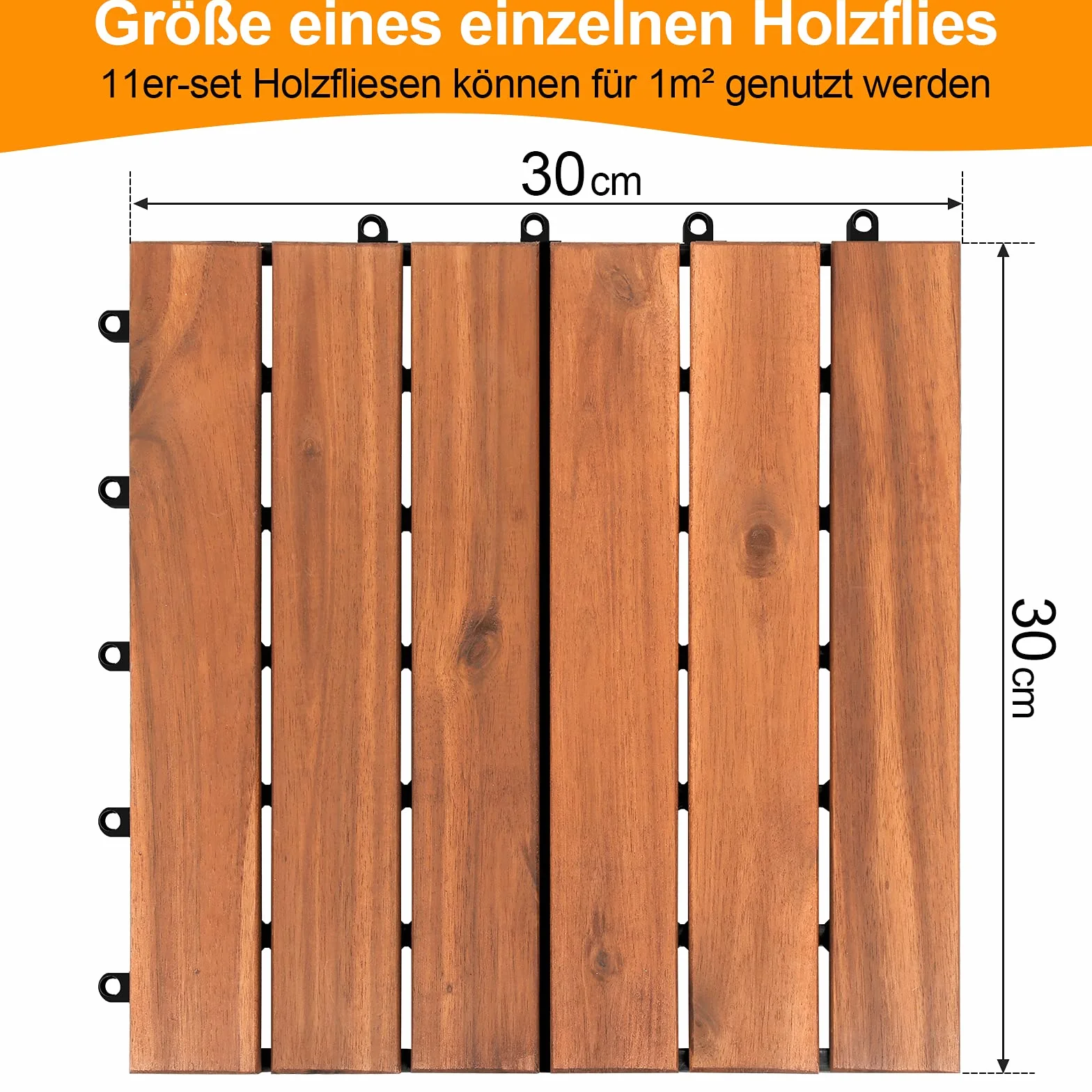 Piastrelle Esterno 30 x 30 cm, 44 pezzi Pavimento per Esterno Pavimento Giardino ad Incastro per Patio Terrazza Balcone Piscina 4 m Tagliabile
