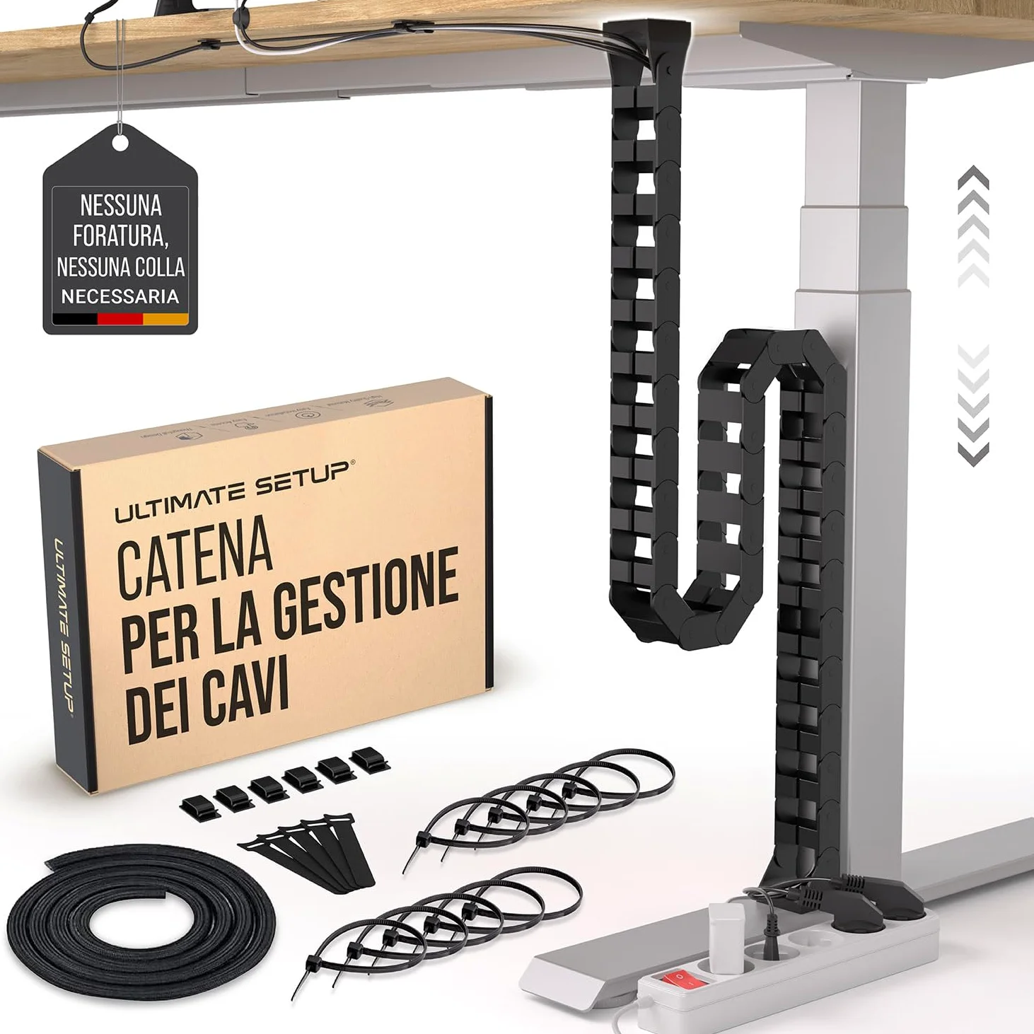 Flessibile canalina passacavi scrivania - Cable management - Organizer cavi - Porta cavi scrivania – Raccogli cavi scrivania (Nero)