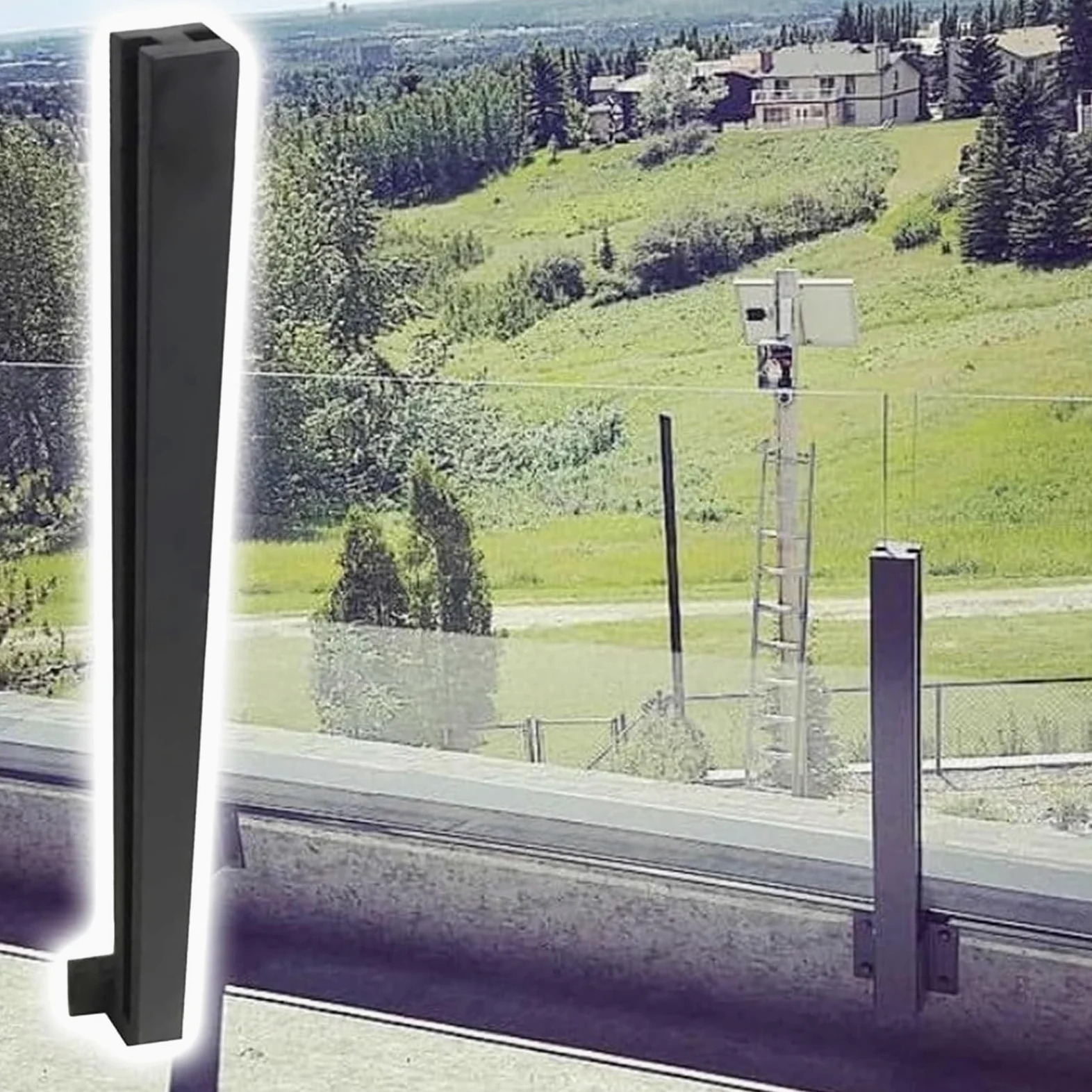 Ringhiera per Scale Montante per balaustra in Vetro a Montaggio Laterale per Interni ed Esterni, Elemento per balaustra di Scala con Viti, con alloggiamenti per Morsetti(Mid Post,110cm/43.3in)