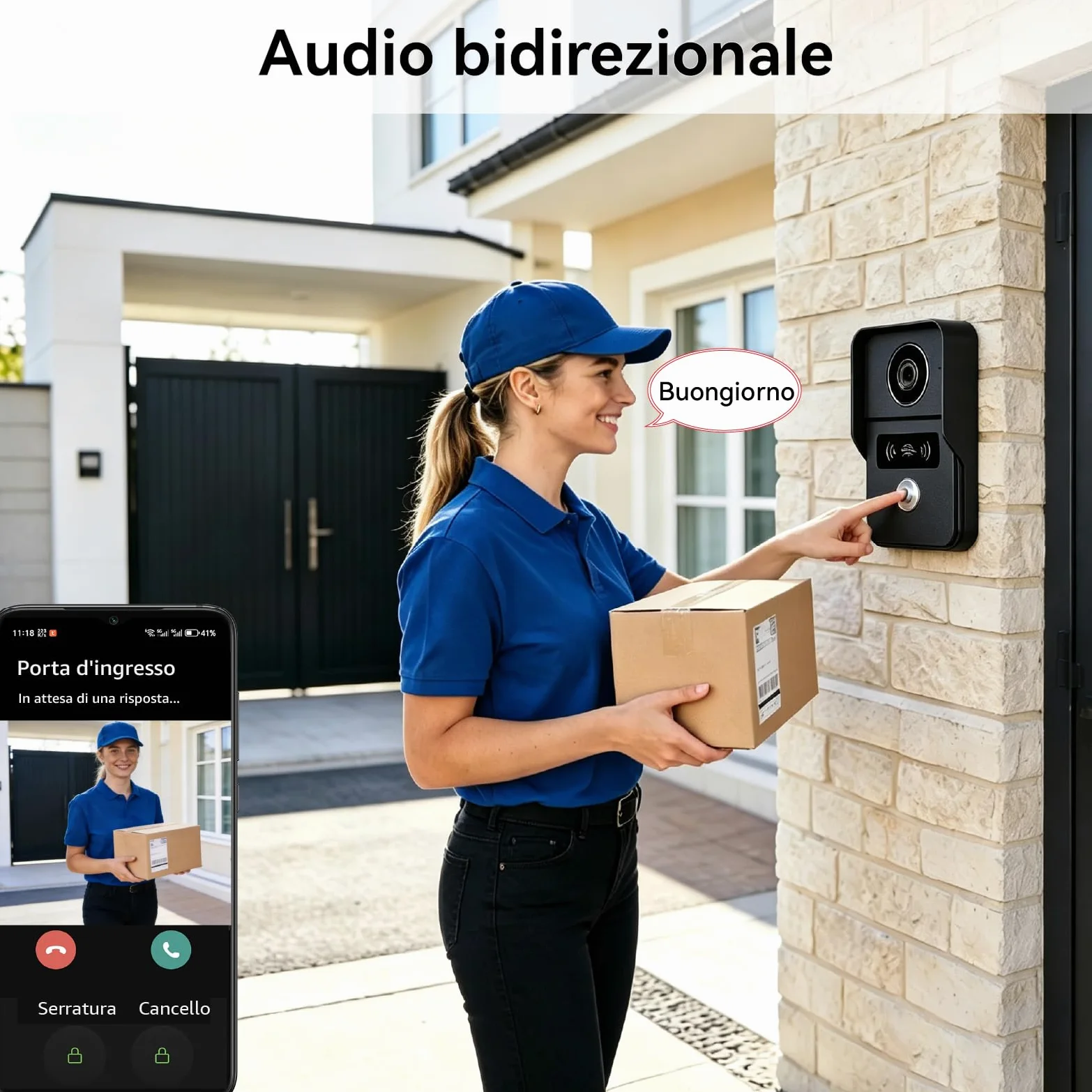 WALN Videocitofono connesso Smart, citofono con telecamera a 2 fili con monitor Touchscreen da 7 pollici, Audio bidirezionale, Sistema interfono con sblocco remoto, Wi-Fi 2.4G/5G,KW02-IP7B
