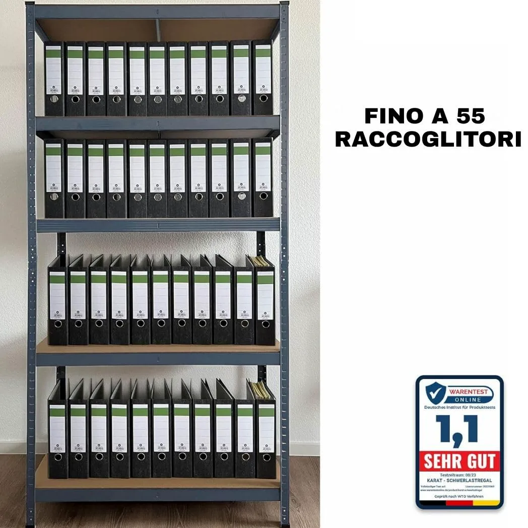 etm Scaffalatura per carichi pesanti, garage, cantina, officina, scaffalatura per magazzino, cantina, elevata portata e ripiani regolabili (grigio antracite, 180 x 120 x 45 cm)