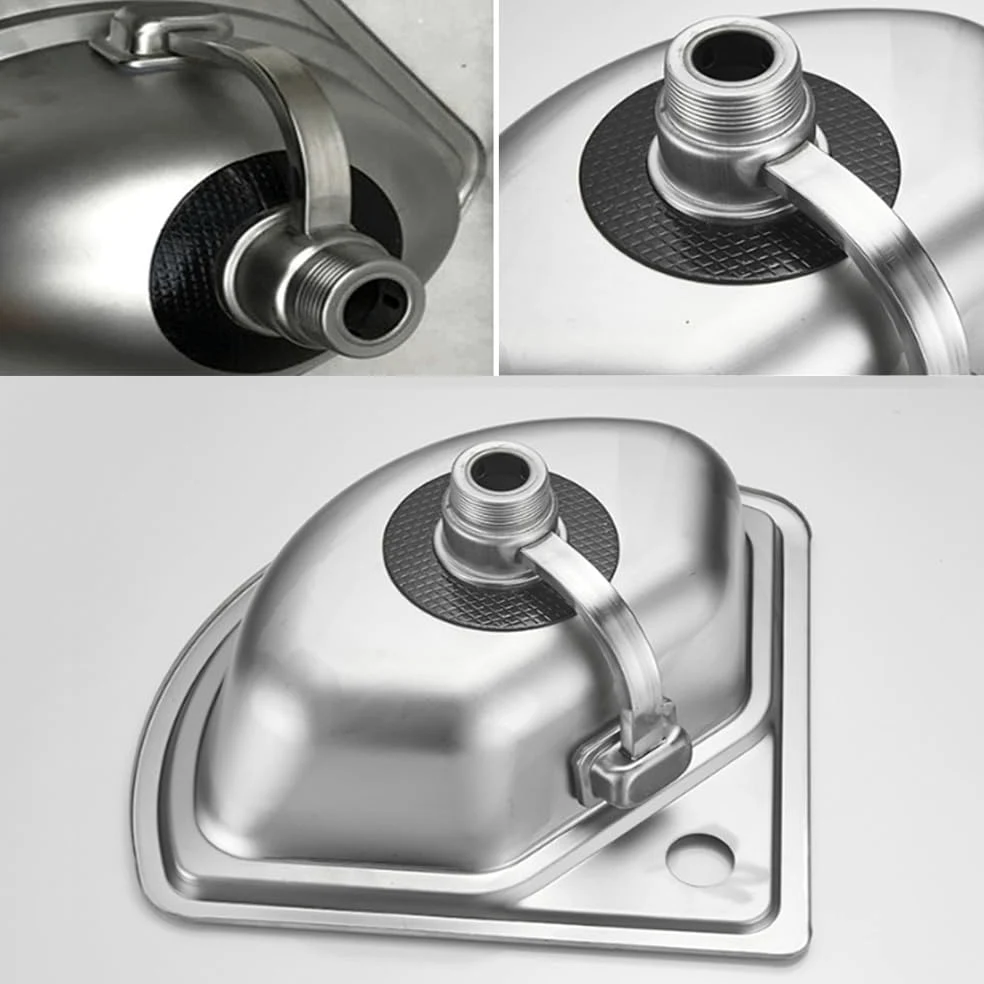 Lavello angolare da parete per bagno, 455x390 mm Lavabo da cucina Vasca Singola con Troppopieno Lavabo In Acciaio Inossidabile Lavamani per Ristorante