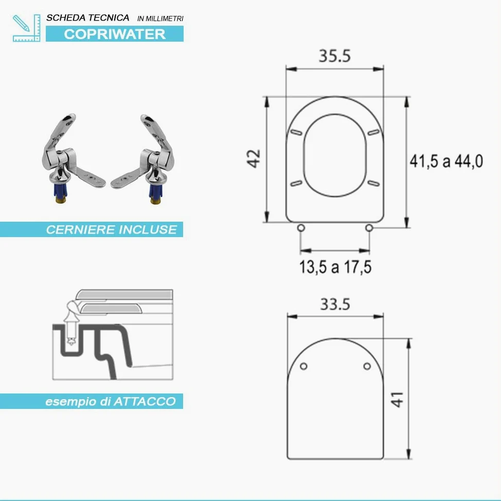 Inbagno Copriwc Sedile coprivaso Esedra Ideal Standard, Legno con Cerniere in Acciaio, Compatibile dedicato