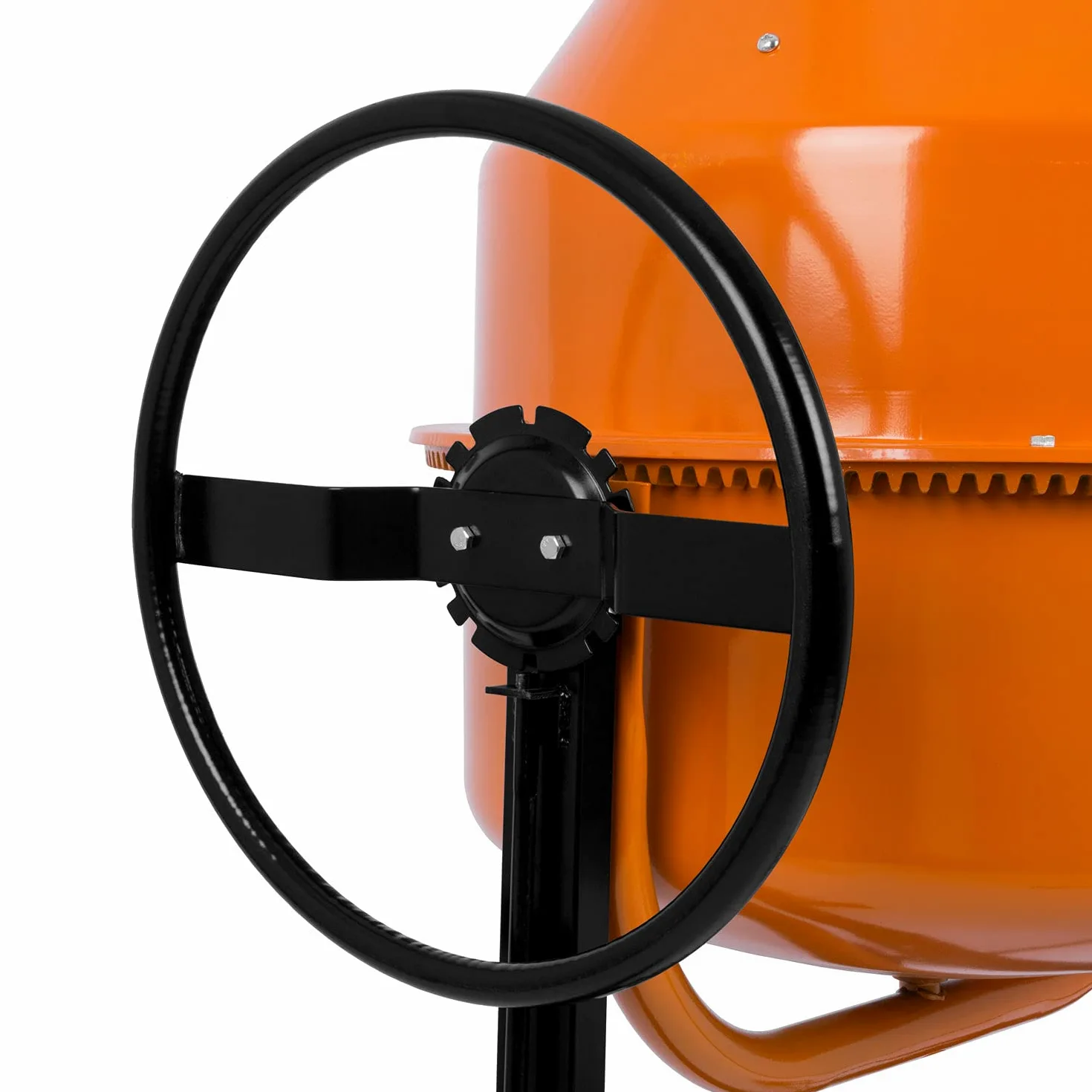 EBERTH 140L Betoniera Elettrica Mobile (550W Motore Miscelatore,Cilindro e Ingranaggio in Ghisa, Impastatrice Cemento, 230V, Telaio in Acciaio, Manovella Bloccabile, 2 Ruote di Gomma)