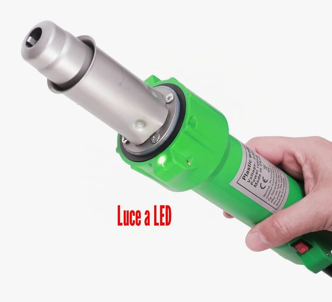 Professionale 1600W Pistola di Saldatura Termico Saldatore di Plastica Saldatore ad Aria Calda Barra Saldatore Hot Air Welder Gun, con Ugelli di Saldatura Rapida, con Luce LED