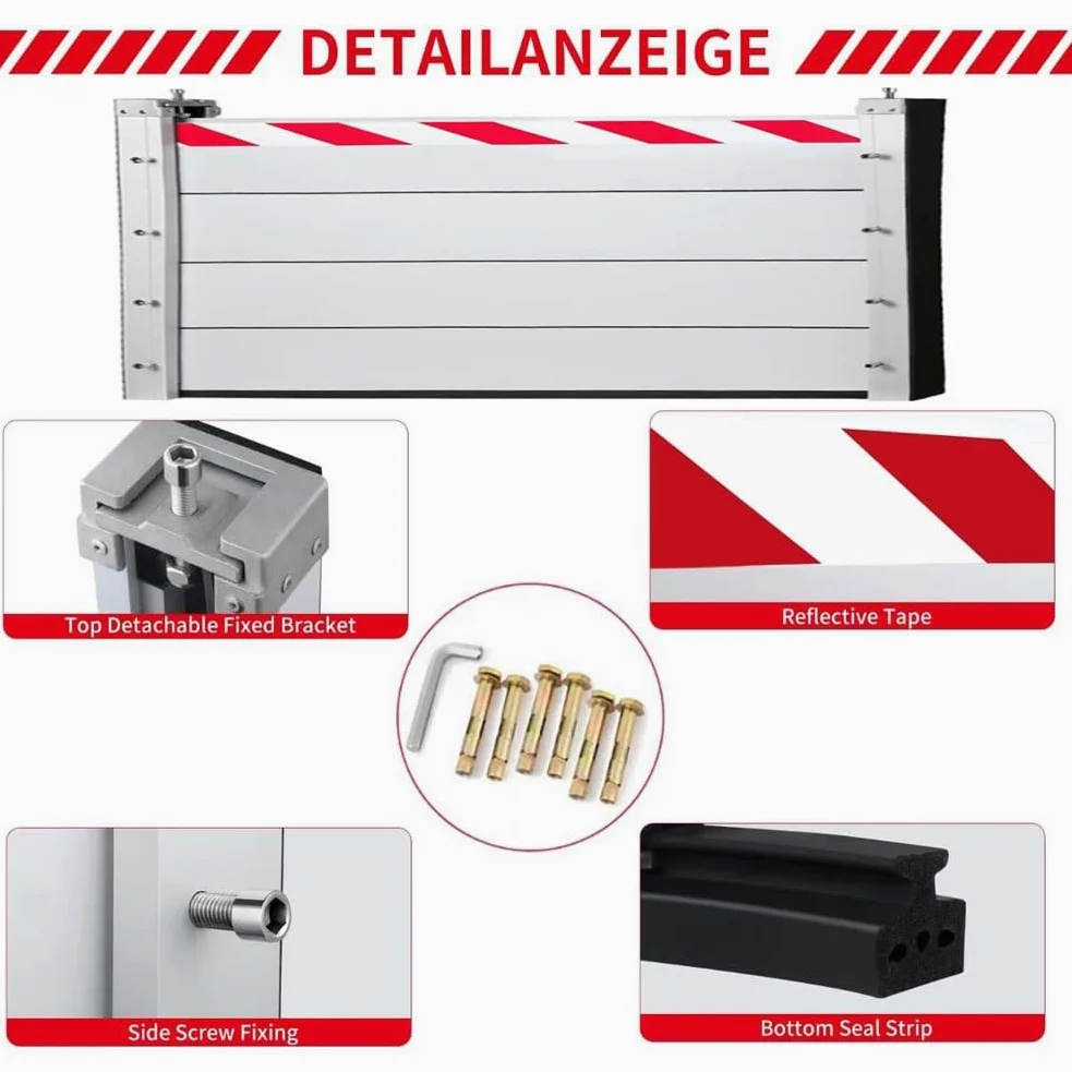 Paratia Antiallagamento Barriera Di Protezione Contro Le Inondazioni In Alluminio Barriera Di Protezione Contro Le Inondazioni Riutilizzabile Stradale Porte Per Garage HXQSL(80x20cm)