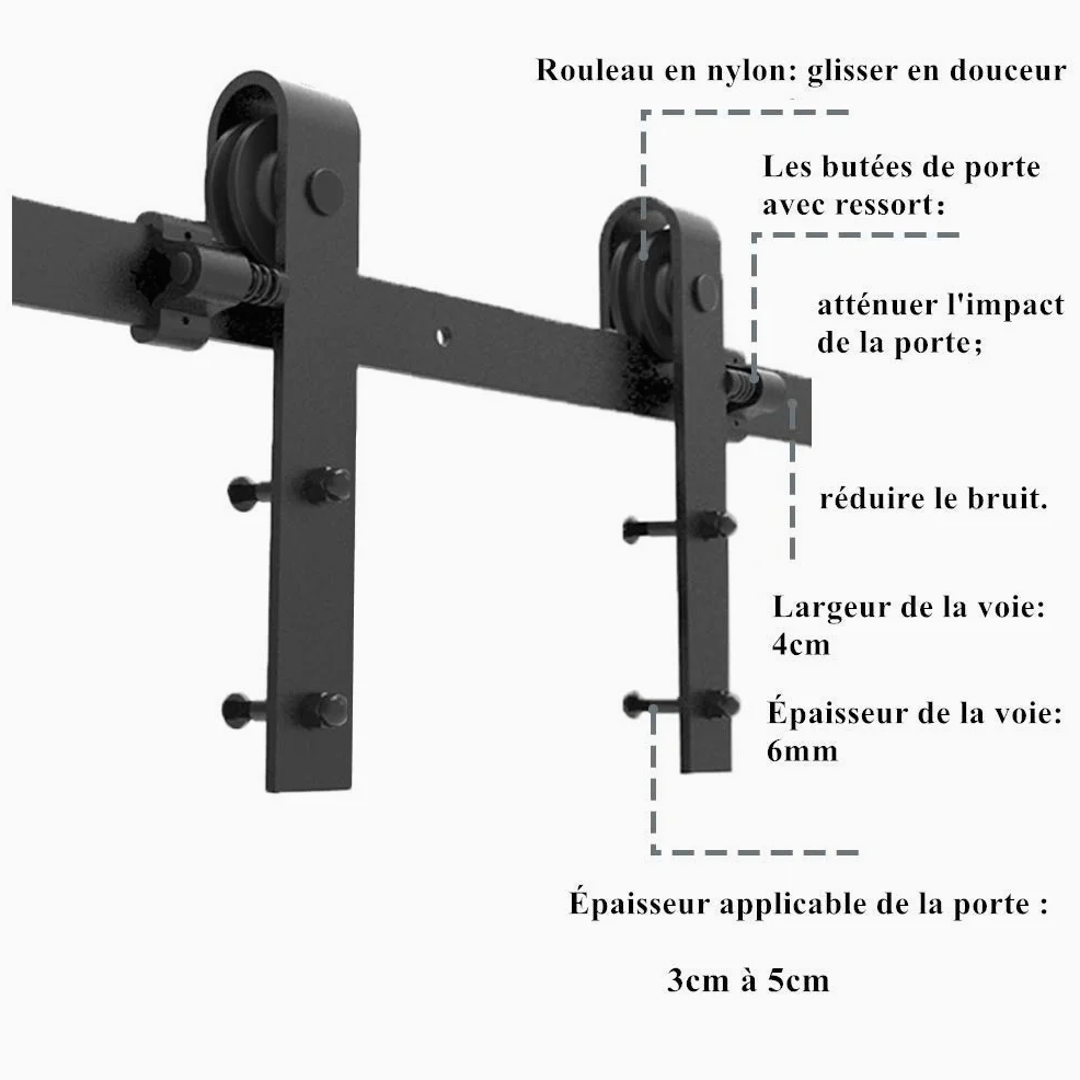 CCJH 2.46M/8FT Hardware Kit di guida per porta scorrevole, binario porta scorrevole a doppia porta per una porta sospesa in legno