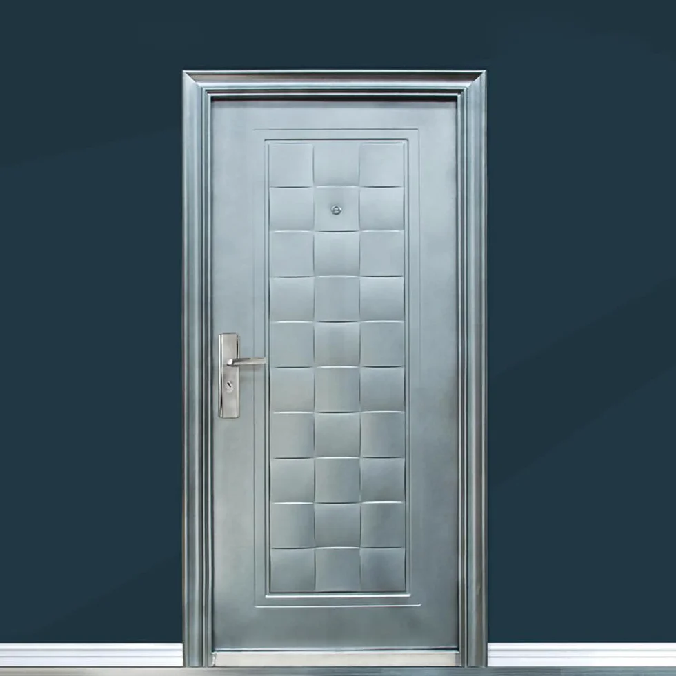 Porta Blindata Grigia Argento Apertura Sia A Destra Che A Sinistra Da interno ed esterno Portone Blindato 90x197 Verniciato A Polvere P5 (Apertura esterna destra)