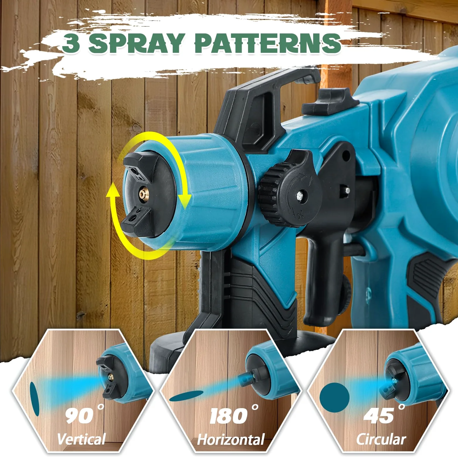 Huanyu Spruzzatore di vernice a batteria con 2 batterie da 21V 4.0Ah e 5 ugelli pistola a spruzzo per verniciare da 900 ml con 3 modelli pistola a spruzzo elettrico per la pittura di mobili domestici