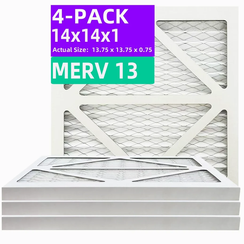 Filtro dell'aria pieghettato MERV 13 (4 pezzi) 14 x 14 x 1 (dimensioni effettive: 35 x 35 x 1,9 cm) MPR 1900 e FPR 10, filtri aria forno