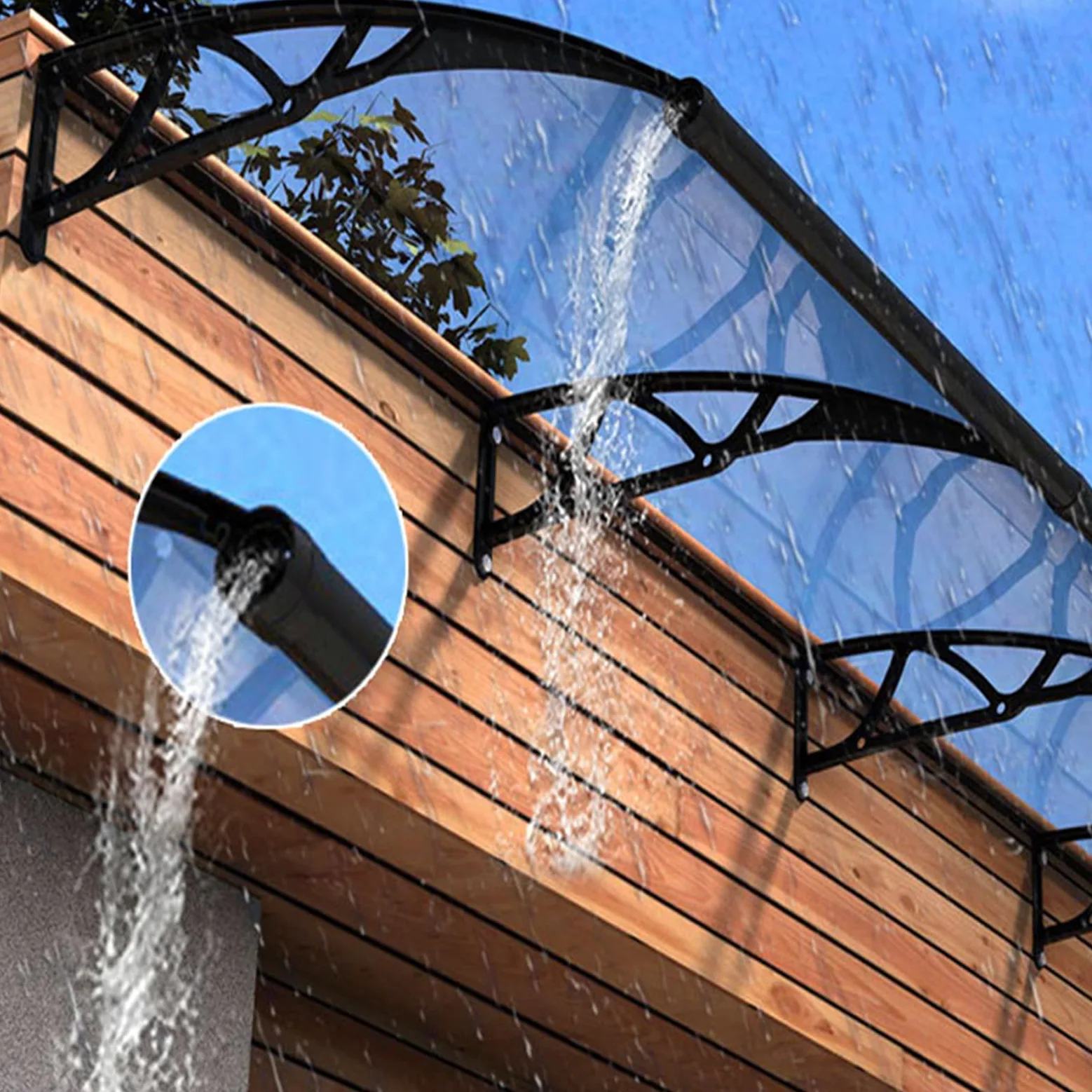 Pensilina da Esterno Tende da Pensilina in Policarbonato 120x200cm, Pensilina Tettoia per Porta Balcone Esterno Finestre Ingresso, Tettoia per Porta E Ingresso Protezione UV