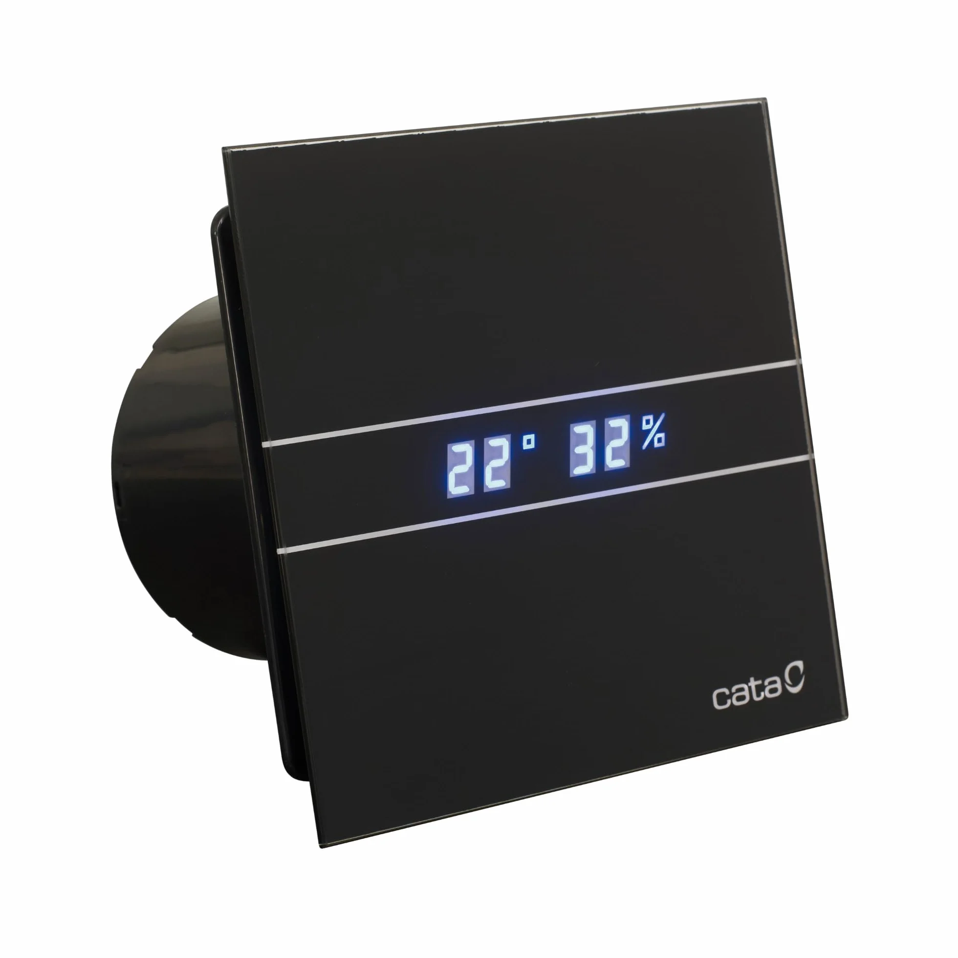 Cata E 100 GTH BK - Estrattore da bagno, Timer Hygro, 8 W, vetro nero