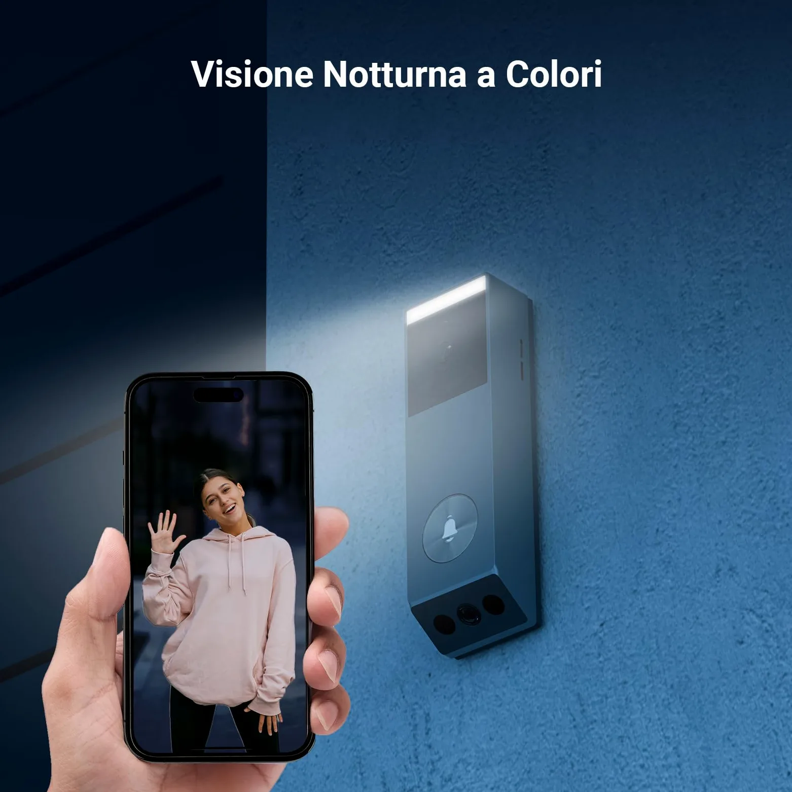 EZVIZ EP3x Pro Campanello Video a Batteria con Telecamera WiFi 2K, Doppio Obiettivo, Rilevamento di Persone/Pacchi, Visione Notturna a Colori, Pannello Solare Incluso, 32GB eMMC, Impermeabile, Alexa