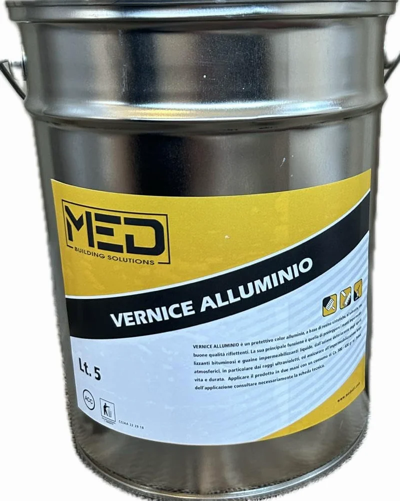 MED - Vernice alluminio rifrangente per tetto e guaina (Vari formati) (LITRI 5)