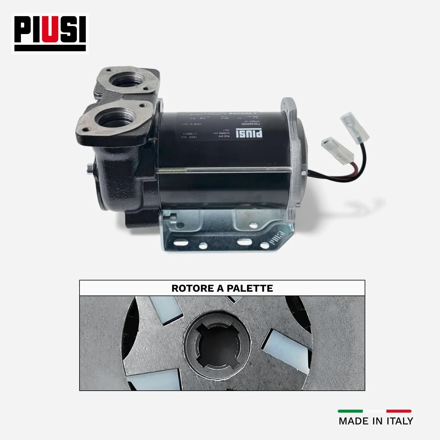 PIUSI Pompa Travaso Gasolio Autoadescante Elettrica - 50 L/min 12V, Per Batteria, Attacco Flangiato | BP3000 (F00342000)