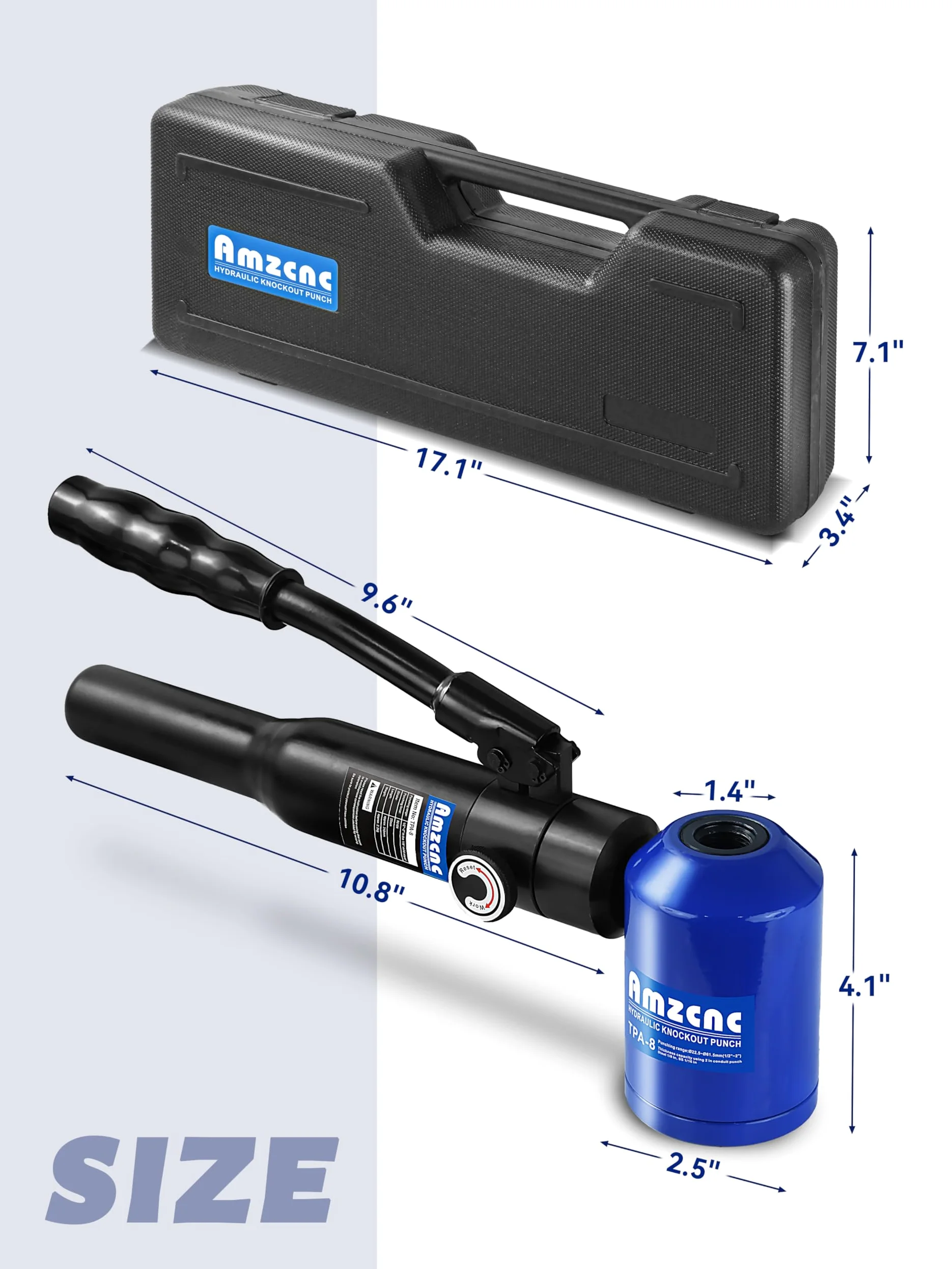 AMZCNC Set di punzonatrici idrauliche per fori Knockout, 8 t, con 6 fustelle, 16 mm, 20 mm, 26,2 mm, 32,6 mm, 39 mm, 51 mm, perforatrice idraulica