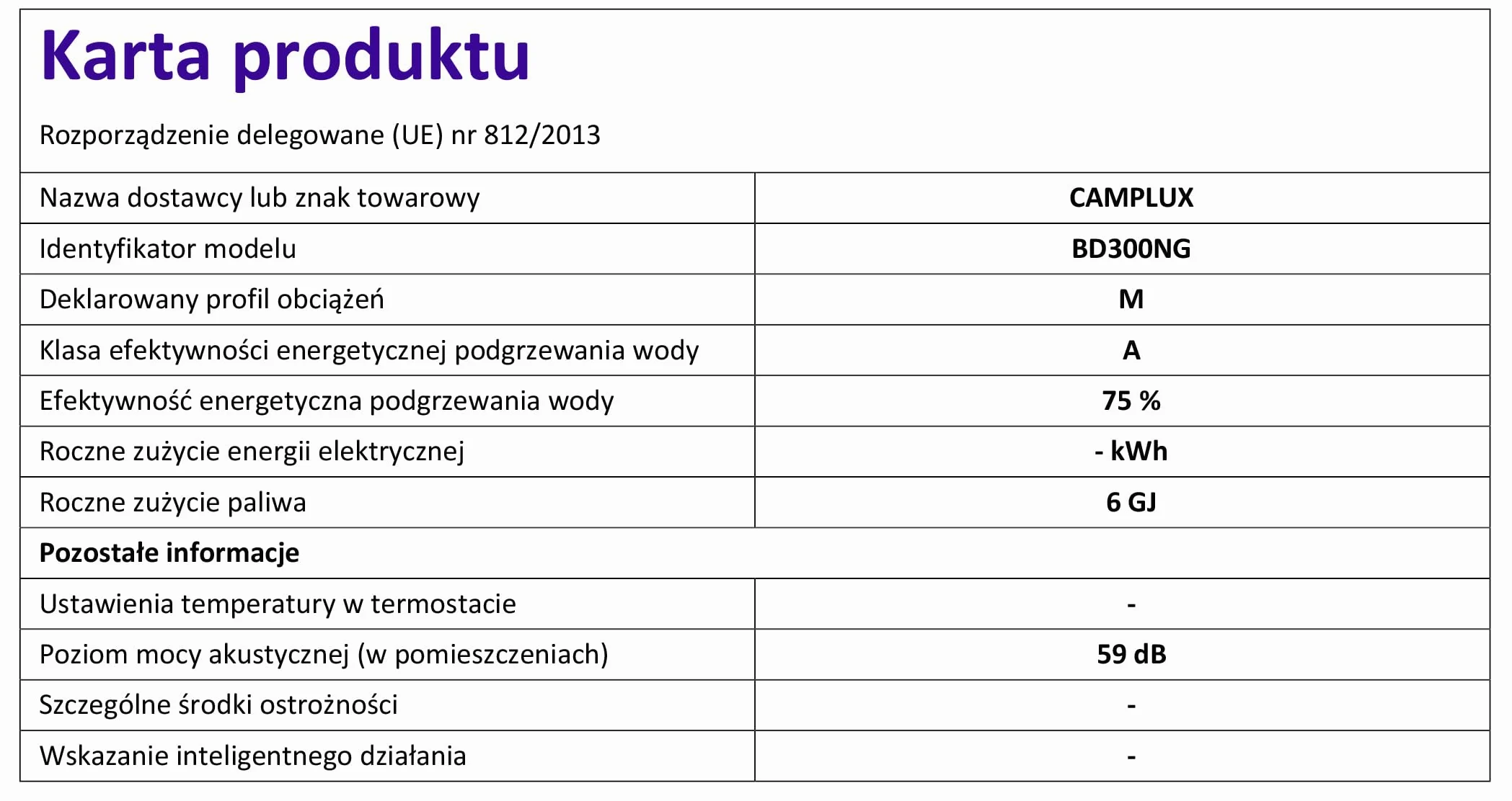 CAMPLUX BD300NG Scaldabagno a Gas 11 Litri, ErP/Low NOx, a Metano, 20mbar, 22kW, 3V, Bianco