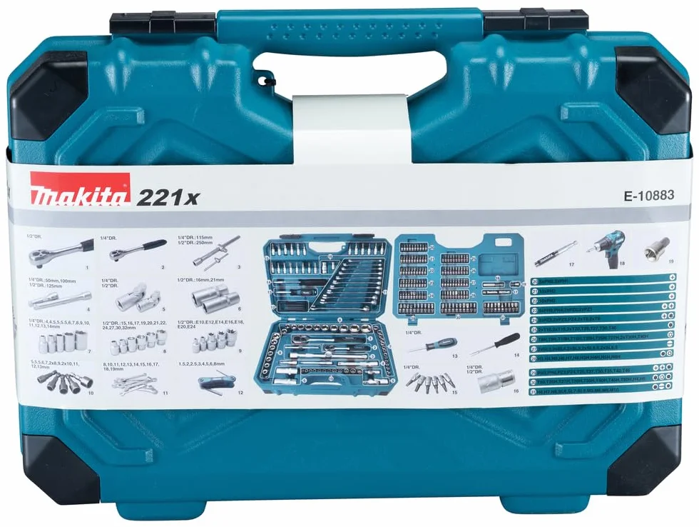 Makita E-10883 - Set di manutenzione 221 pezzi