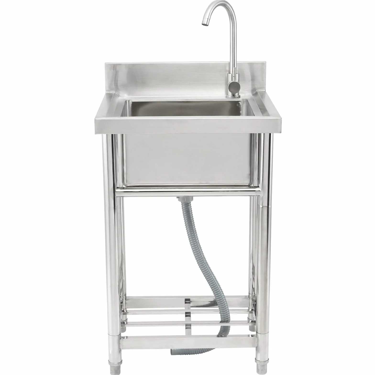 VEVOR Lavello multiuso in acciaio inox, lavello con rubinetto e gambe, lavelli commerciali a vasca singola 16 x 13 x 8,7 pollici per garage, ristorante, cucina, lavanderia