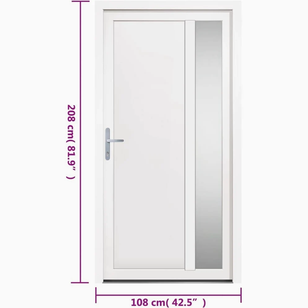 VidaXL Bianca 108x208 cm Porta Ingresso in PVC