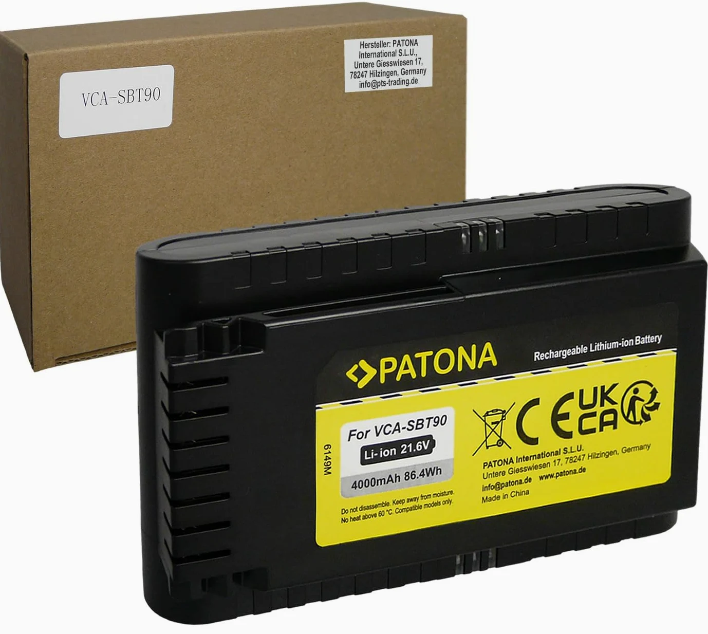 PATONA Batteria 21,6V 4000mAh per Samsung Powerstick Jet – sostituisce VCA-SBT90 – per Jet 75, Jet 90, Jet 90E, VS9000, VS20R9074S2, VS20T7551P5 – pulizie complete senza ricariche intermedie