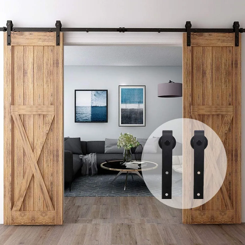 CCJH 2.46M/8FT Hardware Kit di guida per porta scorrevole, binario porta scorrevole a doppia porta per una porta sospesa in legno