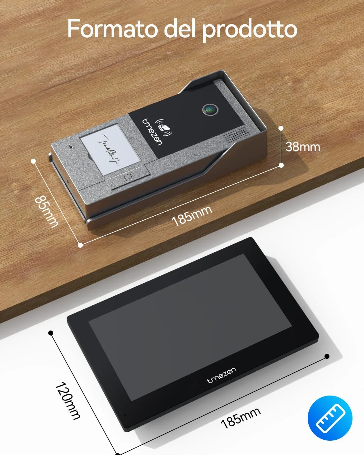 TMEZON Videocitofono Wifi Smart 2 Fili Video Citofoni M790,1080P monitor e Campanello Esterno con Telecamera,APP/Carta RFID Unloc,Rilevamento del Movimento Umano