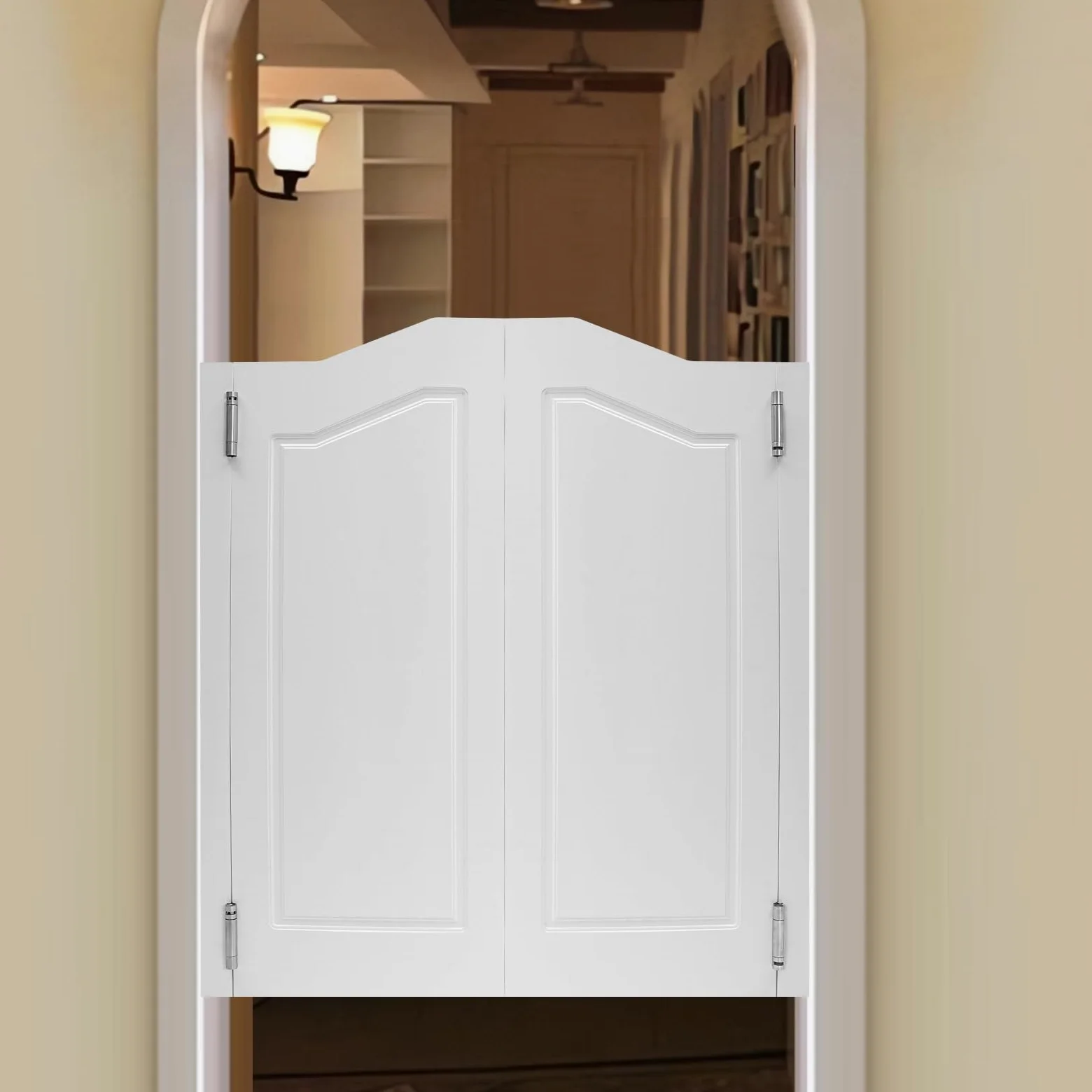 Porta a battente in legno, porta a battente, porta a battente in legno, porta a lamelle interna, 2 ante, 81 x 106,5 cm, spessore porta 3,5 cm, ideale per bar, giardino e salotti, con funzione di