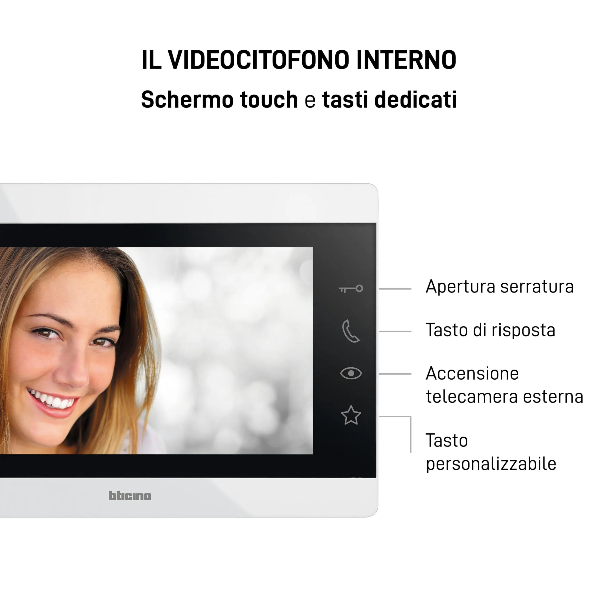 BTICINO 317913 Videocitofono Easykit Essential, Kit Monofamiliare Espandibile, Plug-In 2 Fili, Monitor 7" a Colori, Vivavoce, Visione Notturna, Audio Bidirezionale, Pulsantiera Esterna con Telecamera