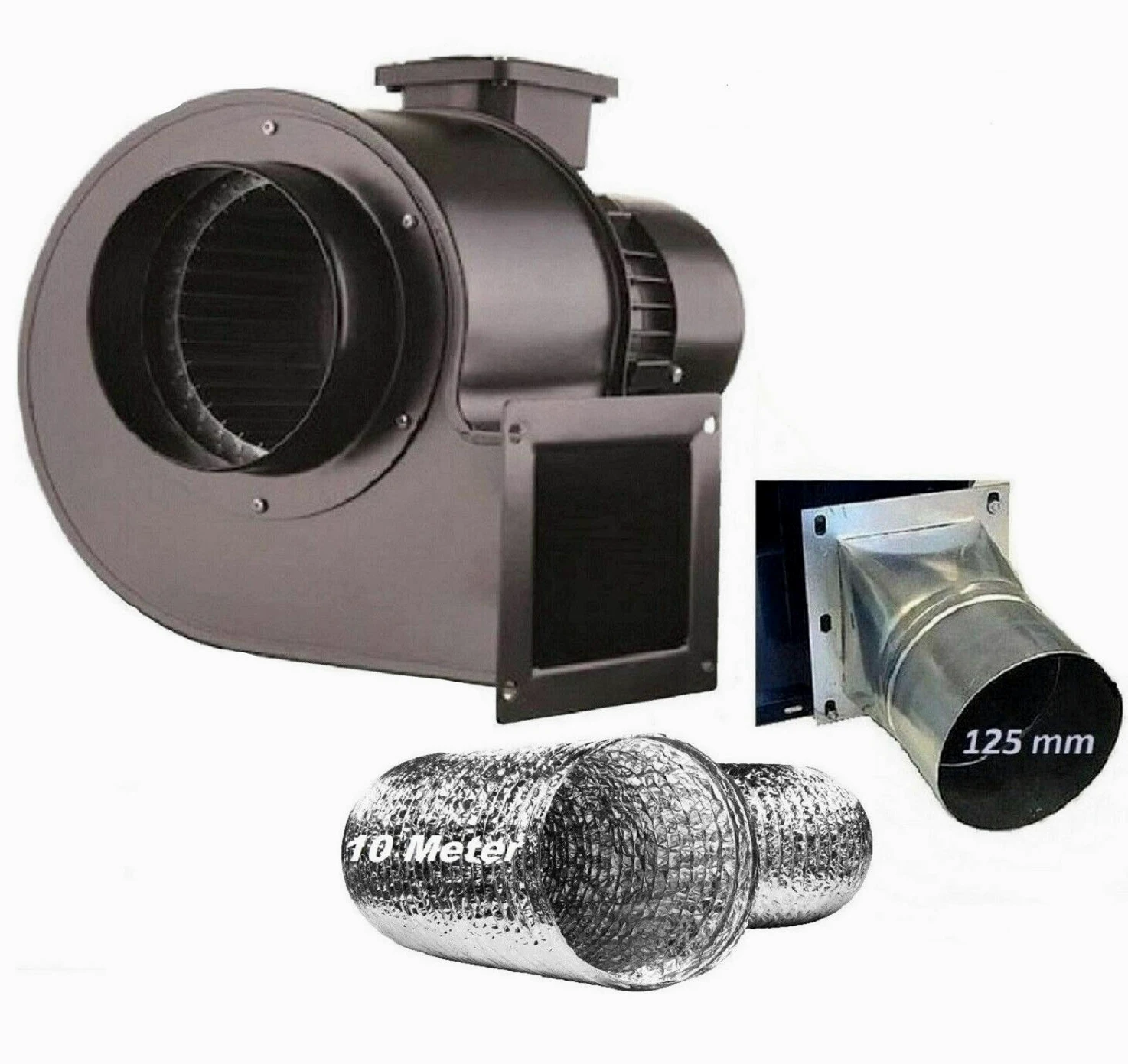 Uzman Ventilatore radiale con flangia e tubo flessibile, 230 Volt, 600 Watt, 2600 m3/h, 345 mm