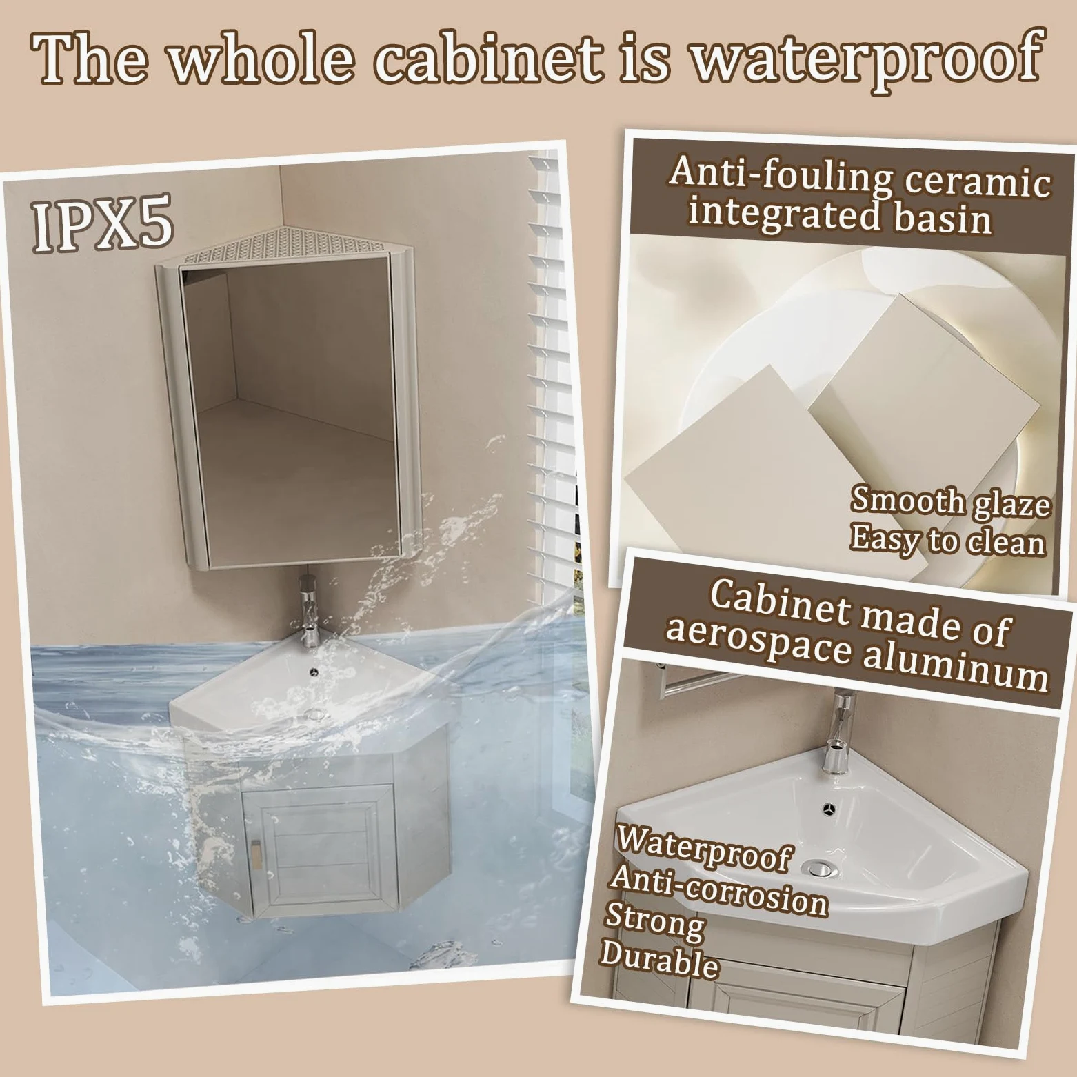 lavabo angolare bagno Bianco,lavabo bagno con mobile sospeso,lavabo in ceramica 38×38cm, lavandino bagno sospeso con mobile, montaggio a parete, Per Bagno, Toilette, Appartamenti
