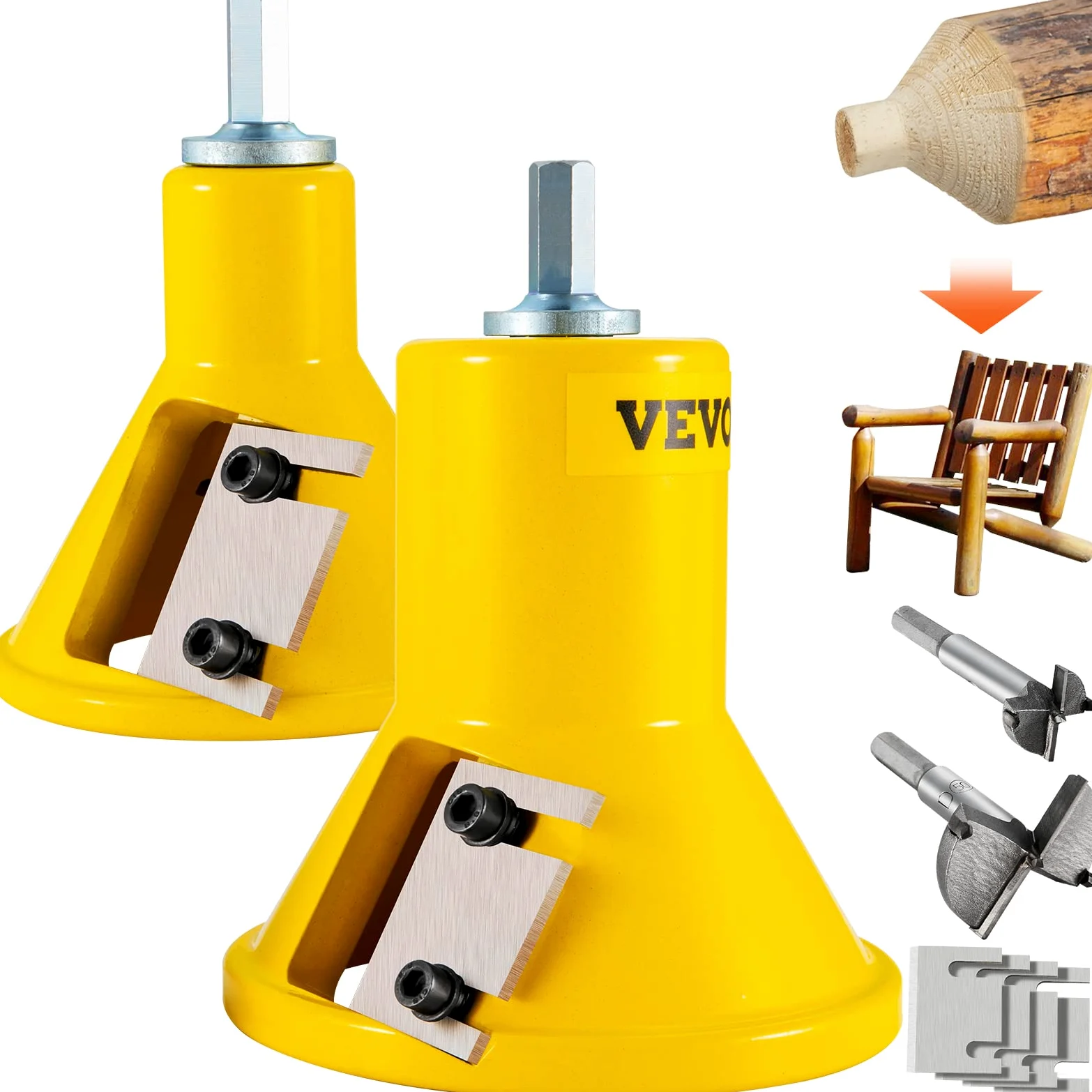 VEVOR Taglierina per tenoni, diametro 1"/25,4 mm e 2"/50,8 mm, con doppie lame dritte e viti a bottone Kit Home Master, taglierina per mobili in alluminio e acciaio di alta qualità, strumento commerci